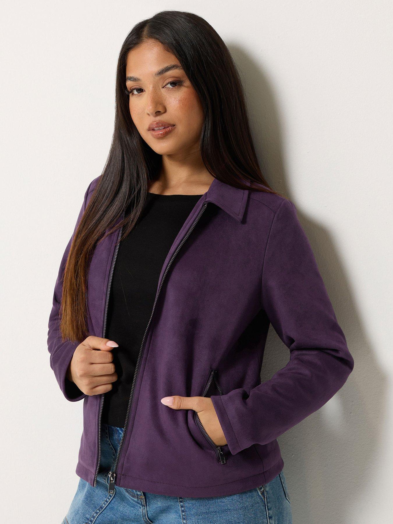 Image 1 of 4 of M&Co Petite Petite Faux Suede Bomber Jacket