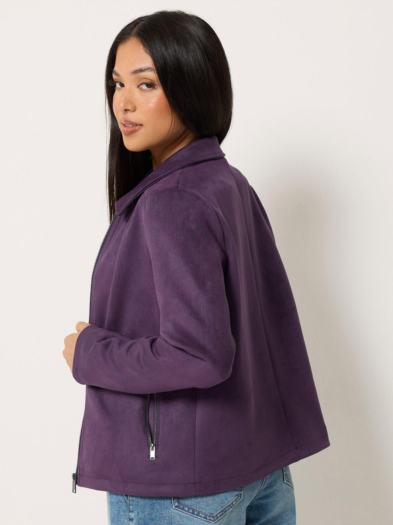 Image 2 of 4 of M&Co Petite Petite Faux Suede Bomber Jacket
