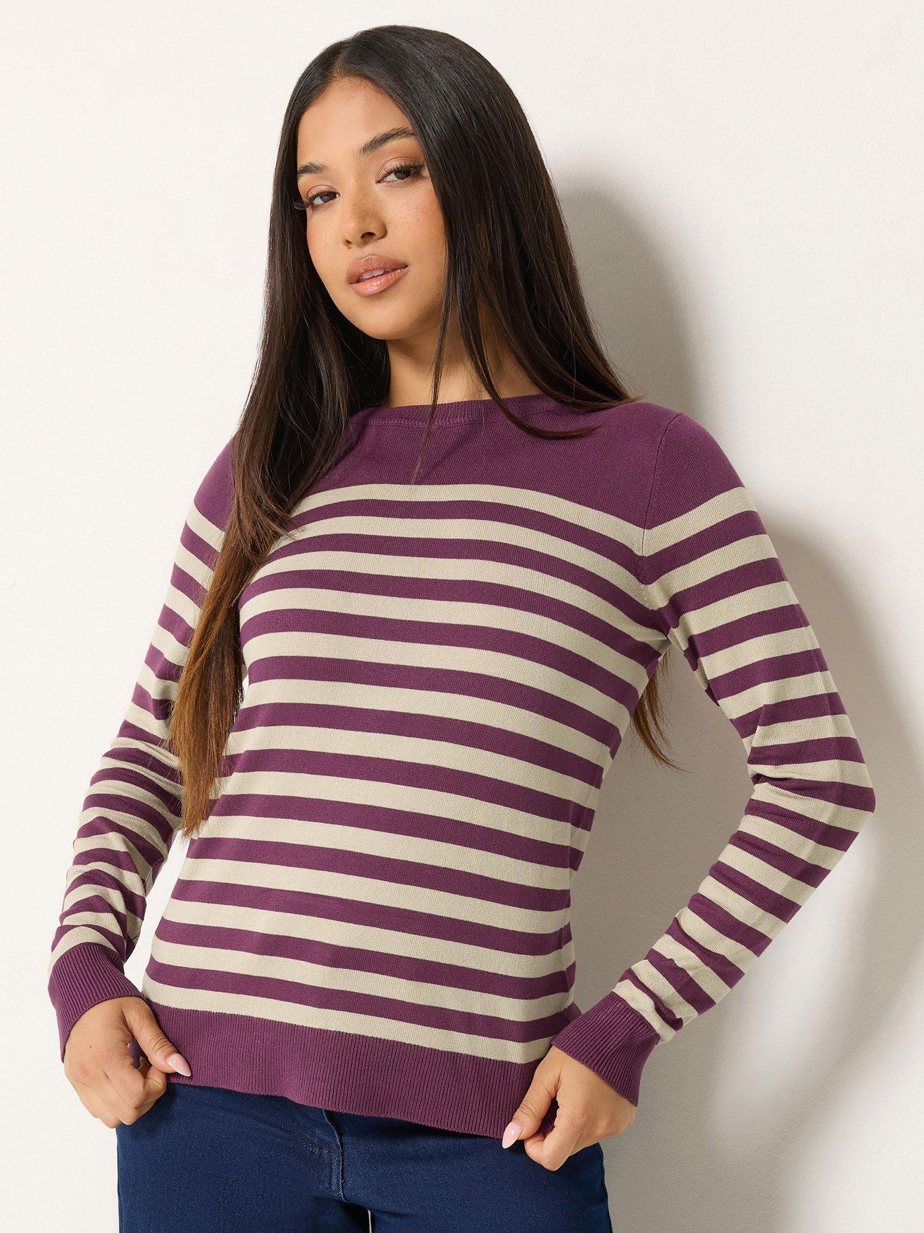 Image 1 of 4 of M&Co Petite Petite Stripe Crew Neck Jumper
