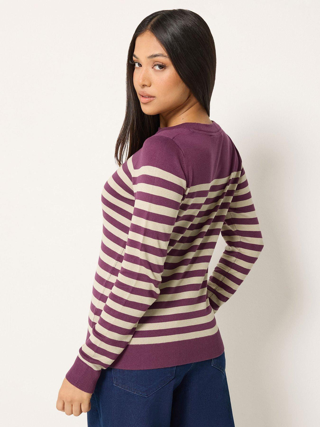 Image 2 of 4 of M&Co Petite Petite Stripe Crew Neck Jumper