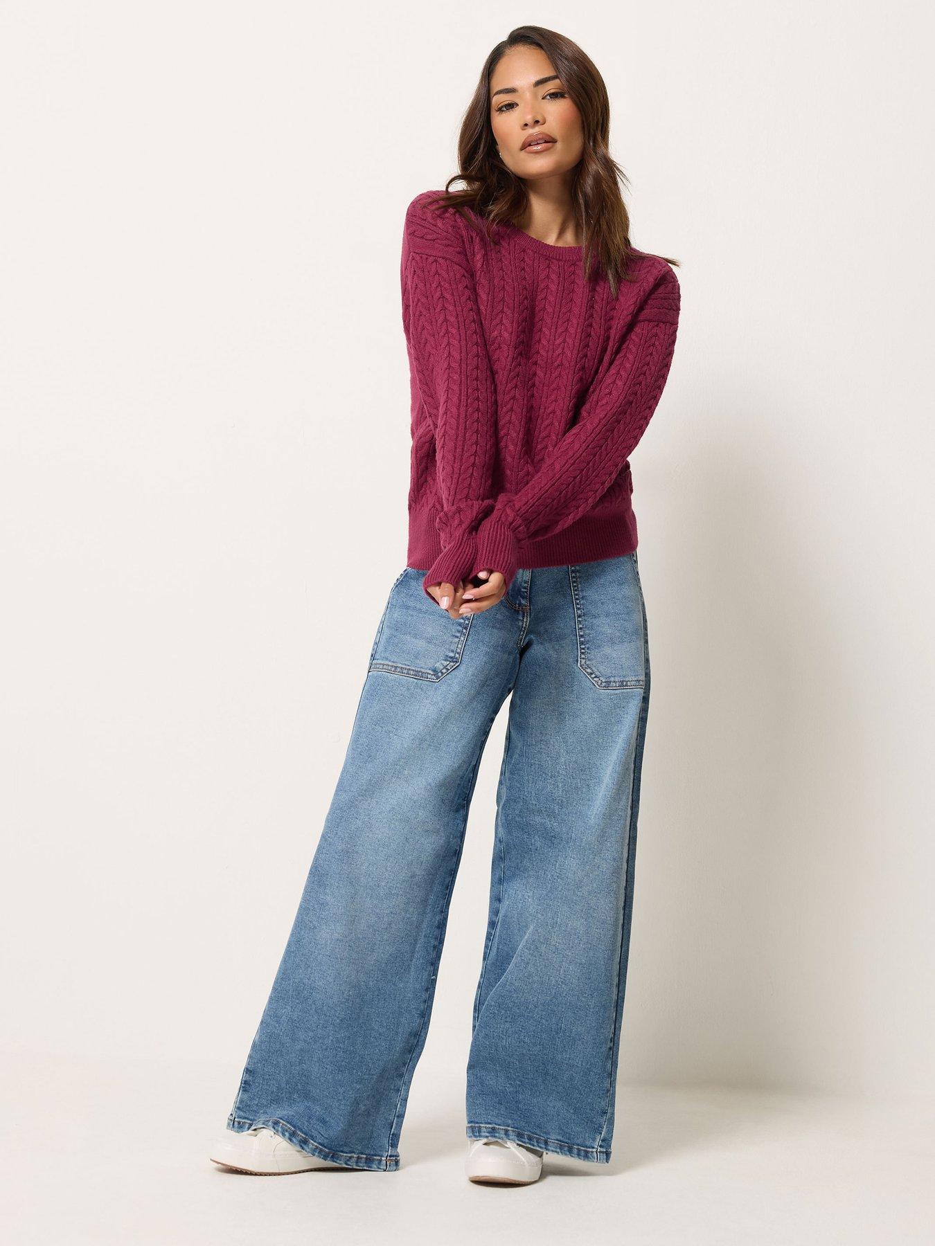 Image 3 of 4 of M&Co Petite Petite Cable Knit Jumper