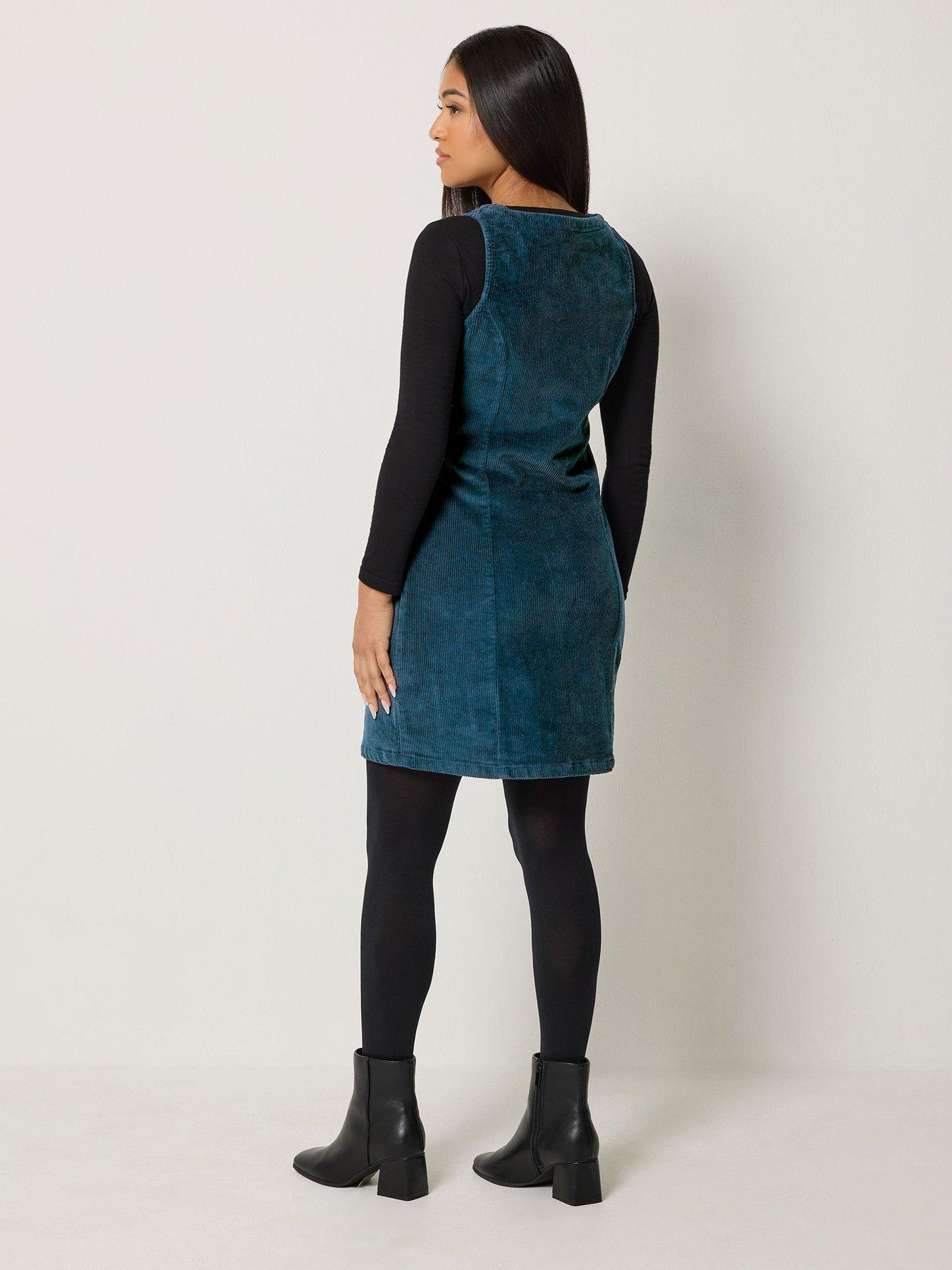 Image 2 of 4 of M&Co Petite Petite Corduroy Pinafore Mini Dress
