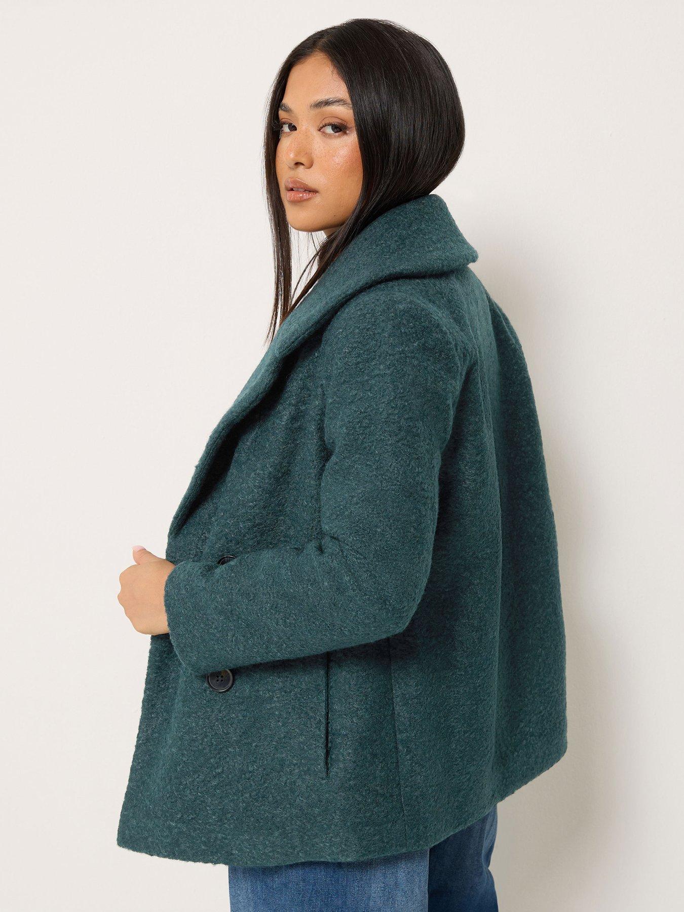 Image 2 of 4 of M&Co Petite Petite Double Breasted Boucle Coat