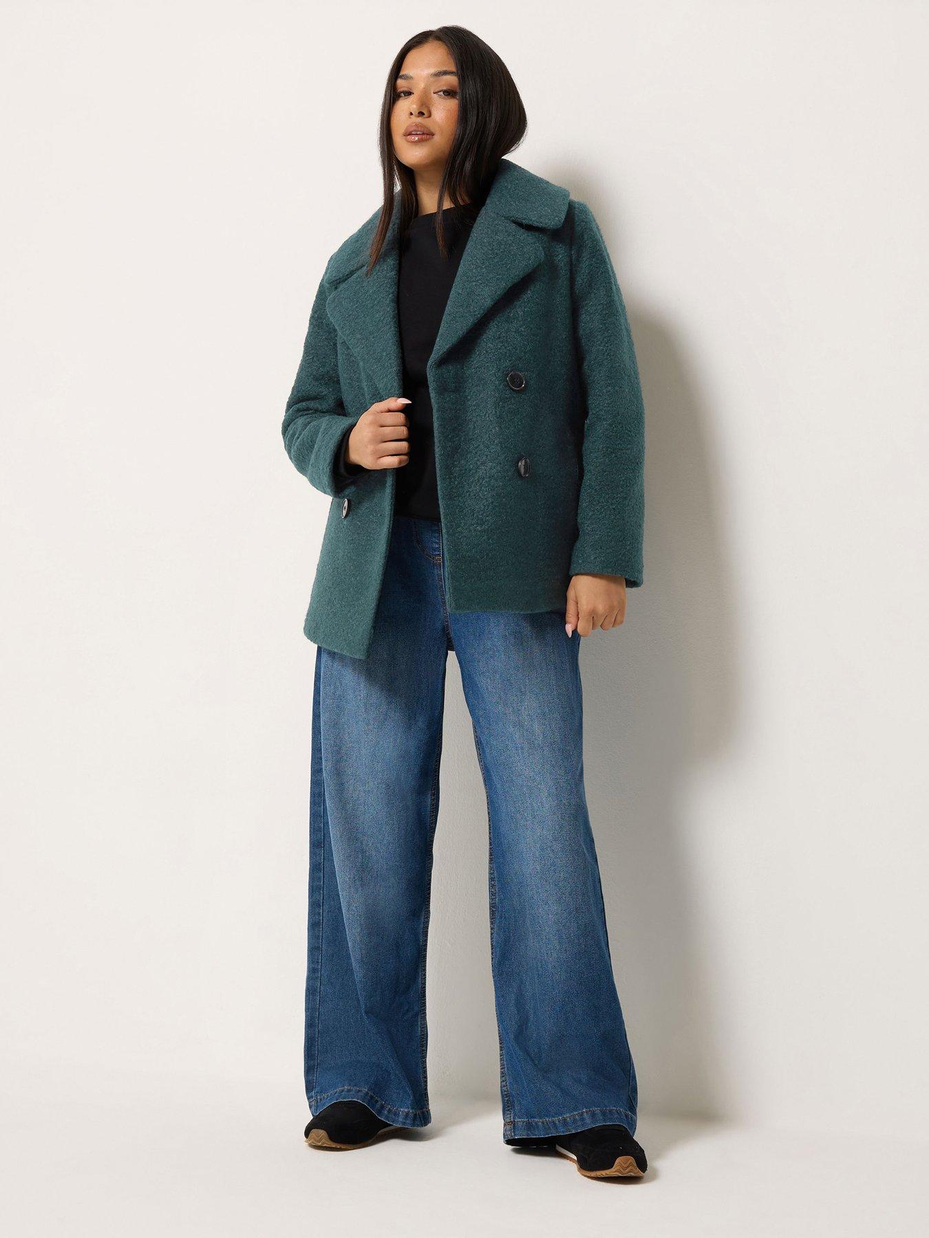 Image 3 of 4 of M&Co Petite Petite Double Breasted Boucle Coat