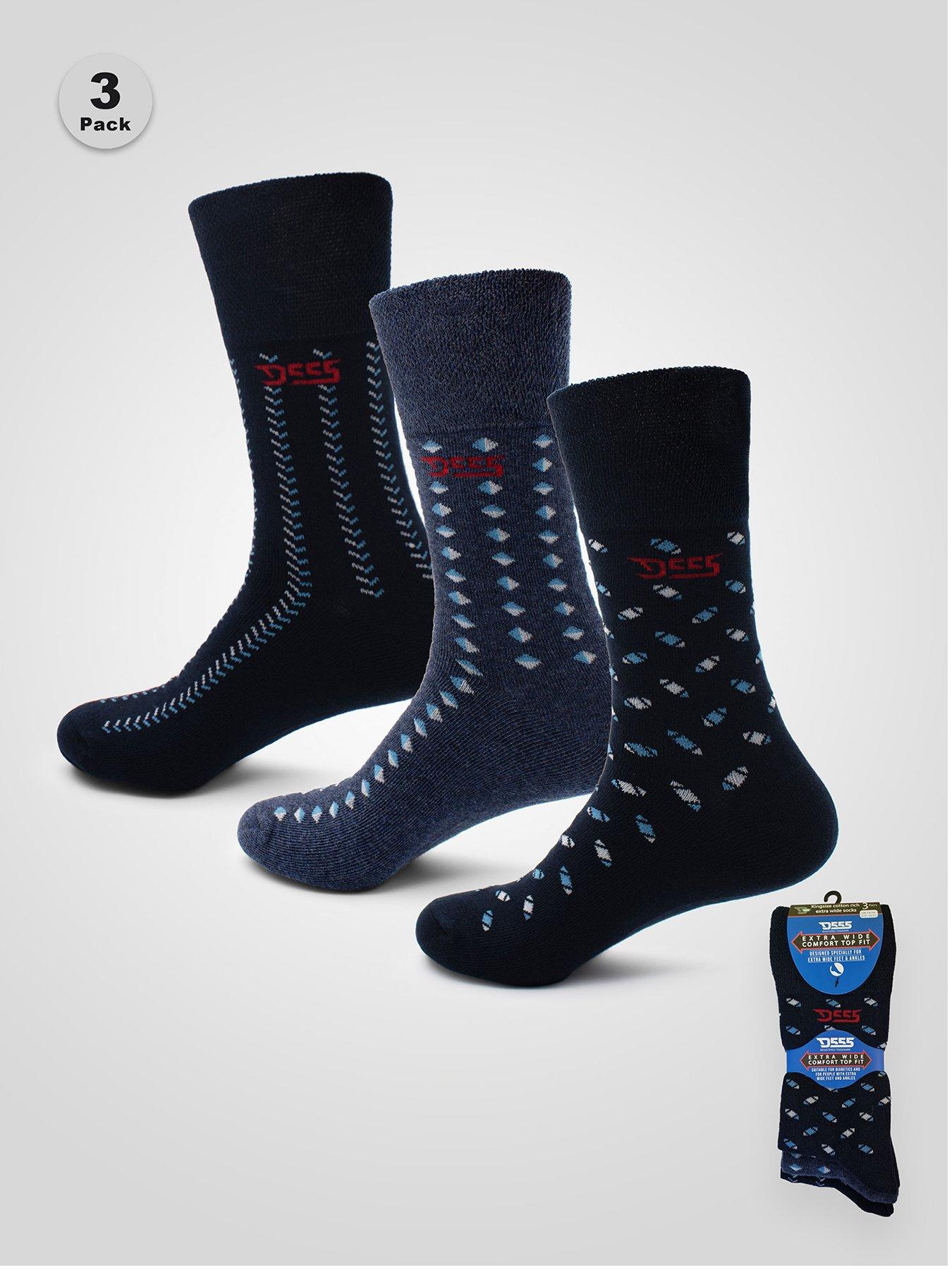 Image 1 of 4 of D555 Harold Pack Of 3 Patterned Extra Wide Comfort Fit Socks