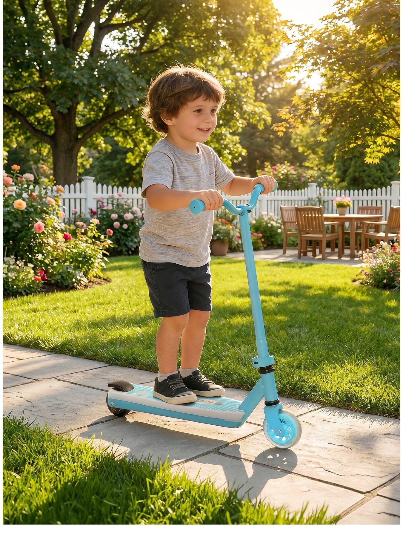 Aiyaplay Aiyaplay Electronic Ride On Scooter For Kids W/ Auxiliary Rear Wheels, Blue