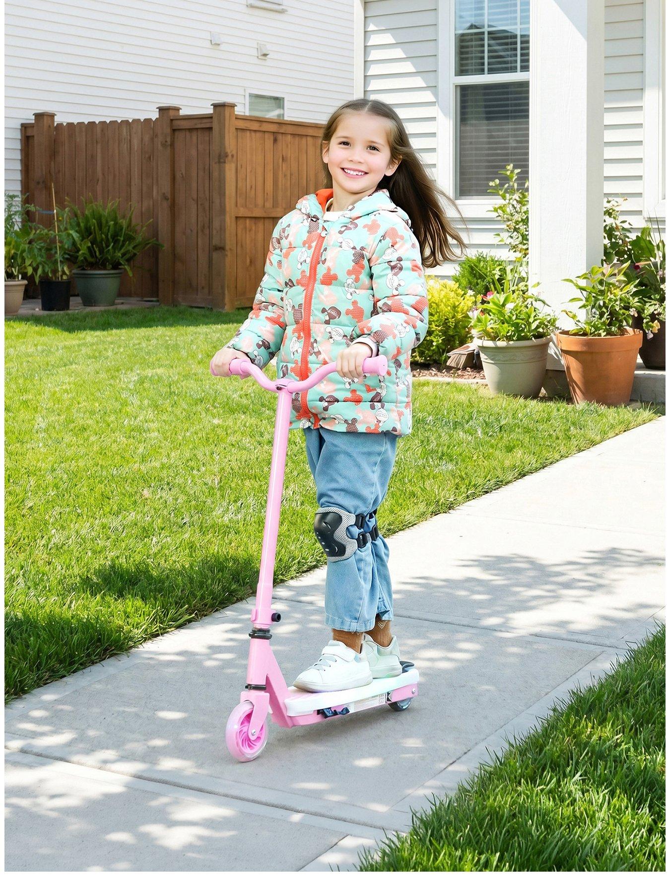 Aiyaplay Aiyaplay Electronic Ride On Scooter For Kids W/ Auxiliary Rear Wheels, Pink