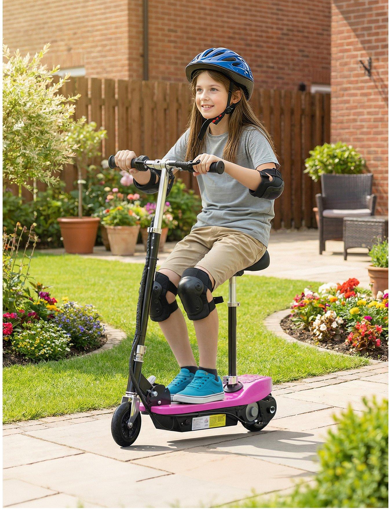 Kids Foldable E Scooter Electric 120W Toy wwth Brake Kickstand - Black/Pink - Image 3