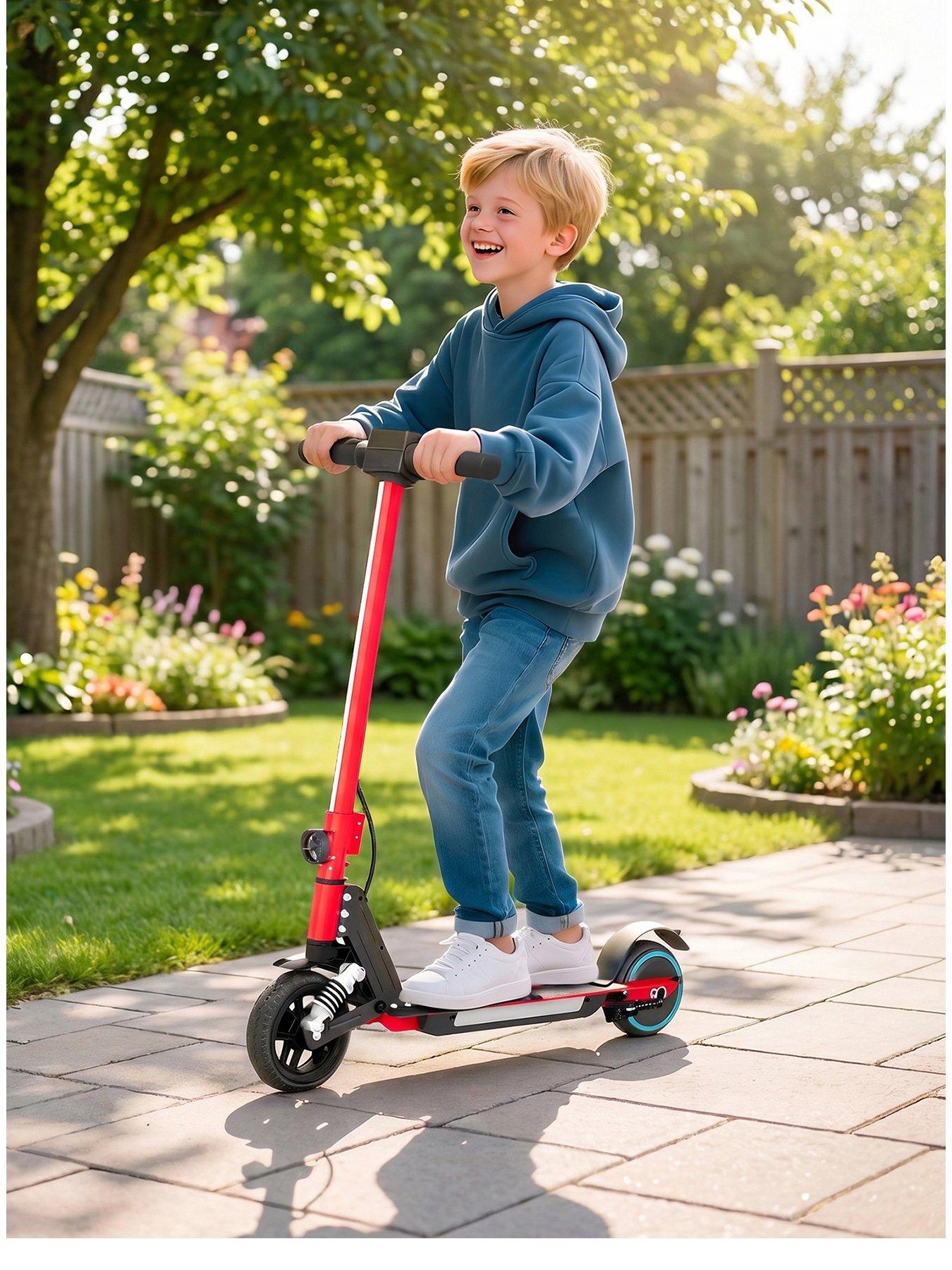 Sportnow Red Folding Electric Scooter For Kids Ages 6-14 With Dual Brakes, Front Suspension, Lightweight Aluminium, Max Speed 14 Km/H, | Aosom Uk - Image 2
