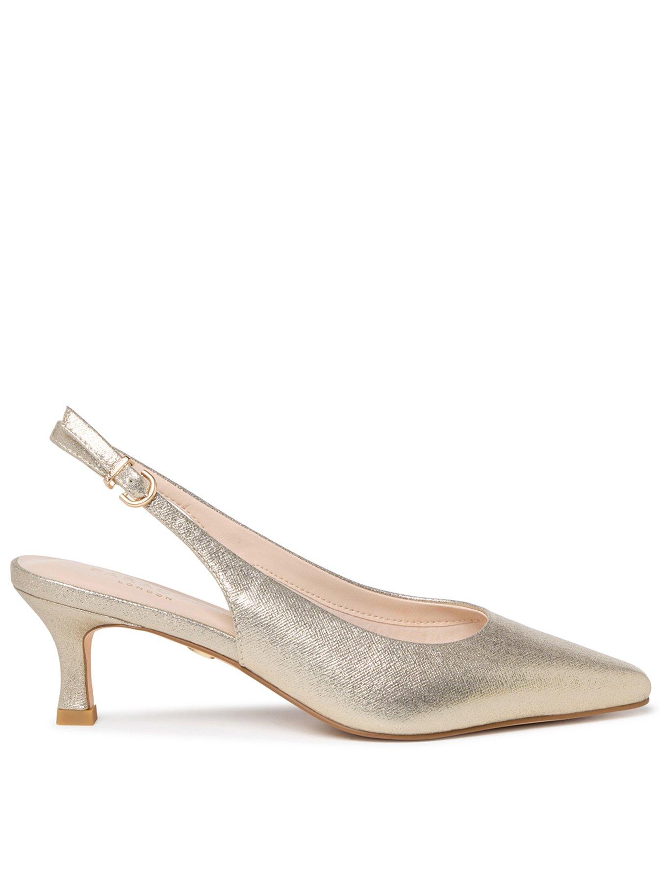 Image 1 of 7 of Paradox London Tatiana Stiletto Heel Slingback Shoes - Champagne