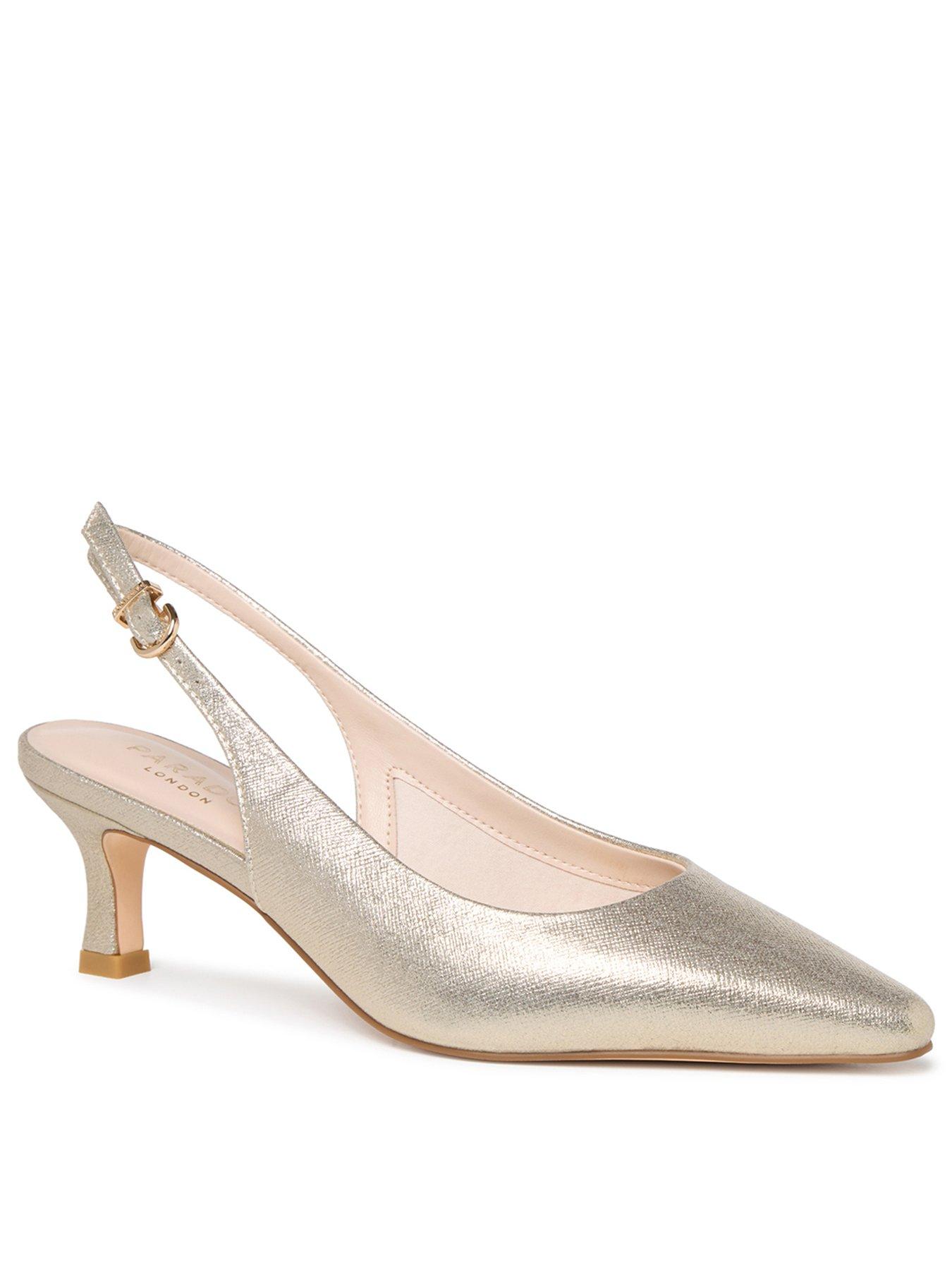 Image 3 of 7 of Paradox London Tatiana Stiletto Heel Slingback Shoes - Champagne