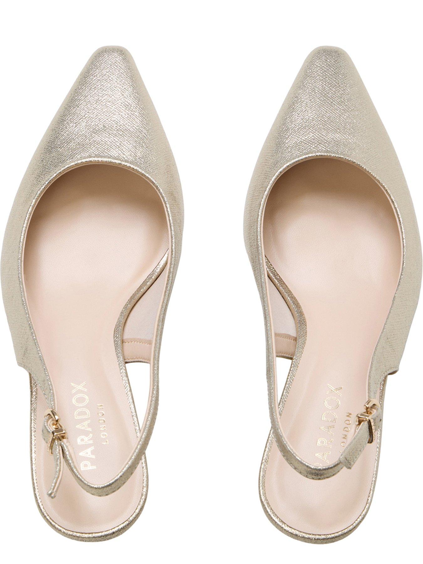 Image 4 of 7 of Paradox London Tatiana Stiletto Heel Slingback Shoes - Champagne