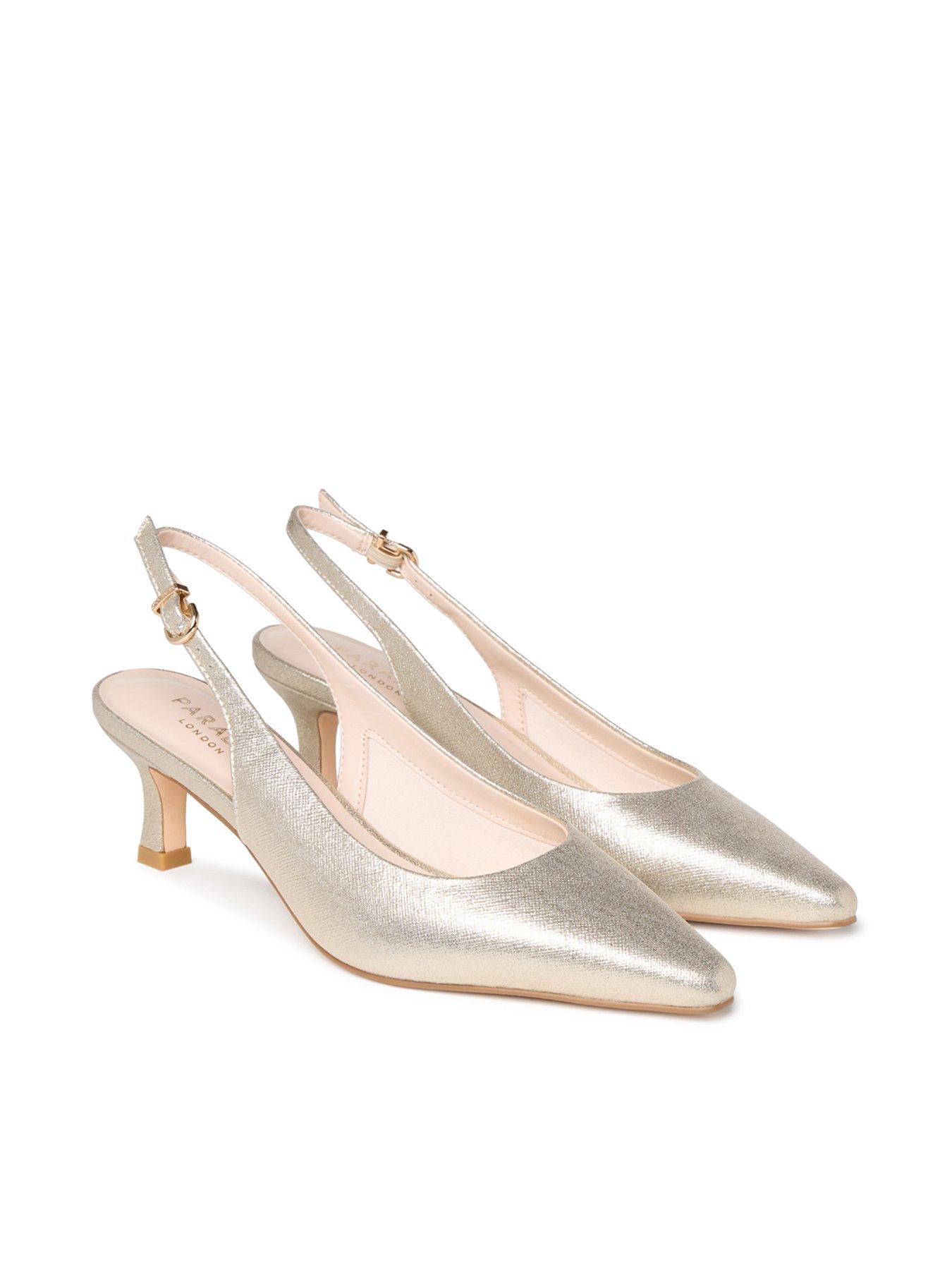 Image 6 of 7 of Paradox London Tatiana Stiletto Heel Slingback Shoes - Champagne