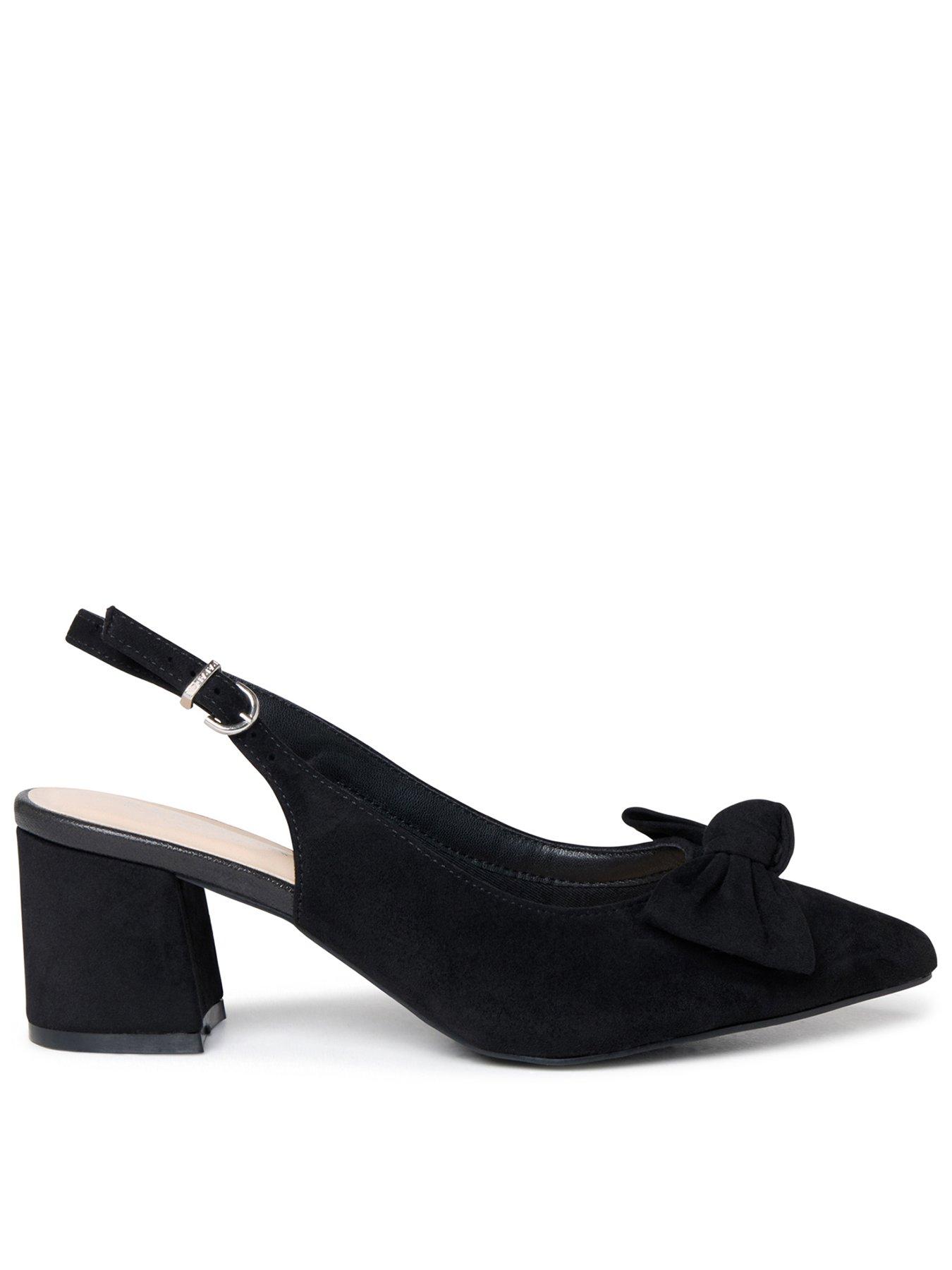 Image 1 of 7 of Paradox London Floriana Wide Fit Block Heel Slingback Shoes - Black