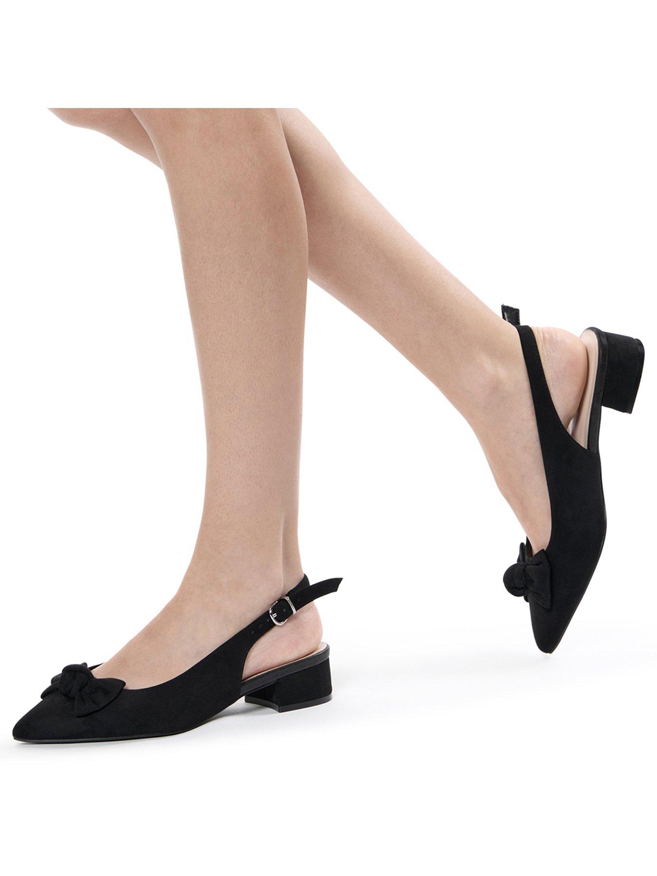 Image 2 of 7 of Paradox London Floriana Wide Fit Block Heel Slingback Shoes - Black