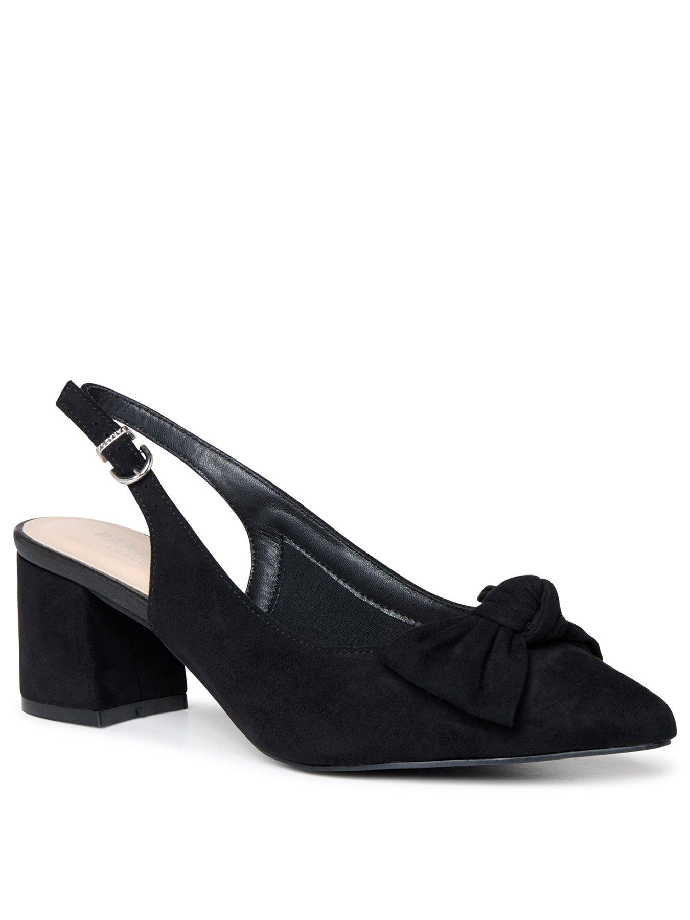 Image 3 of 7 of Paradox London Floriana Wide Fit Block Heel Slingback Shoes - Black