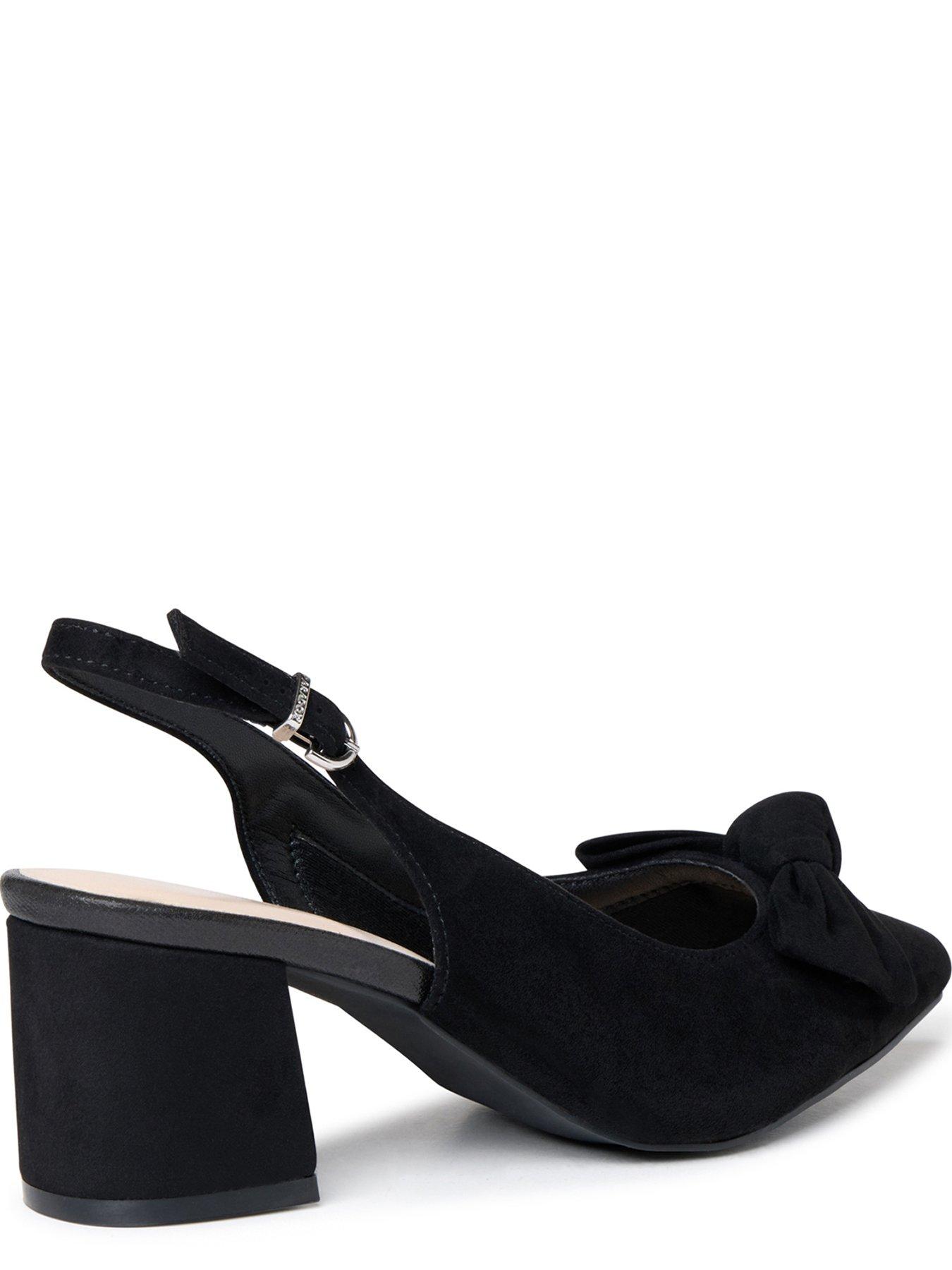 Image 5 of 7 of Paradox London Floriana Wide Fit Block Heel Slingback Shoes - Black