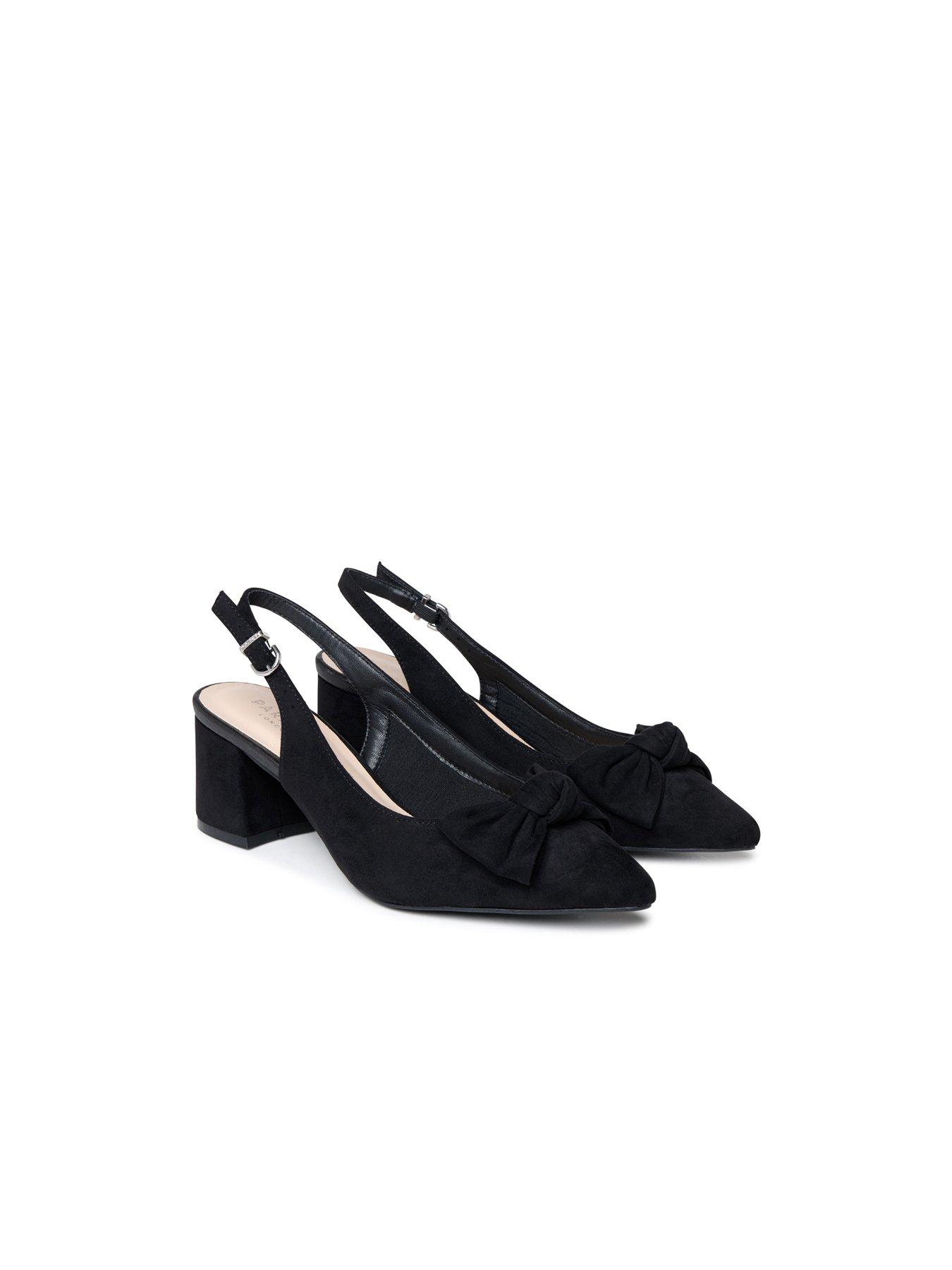 Image 6 of 7 of Paradox London Floriana Wide Fit Block Heel Slingback Shoes - Black