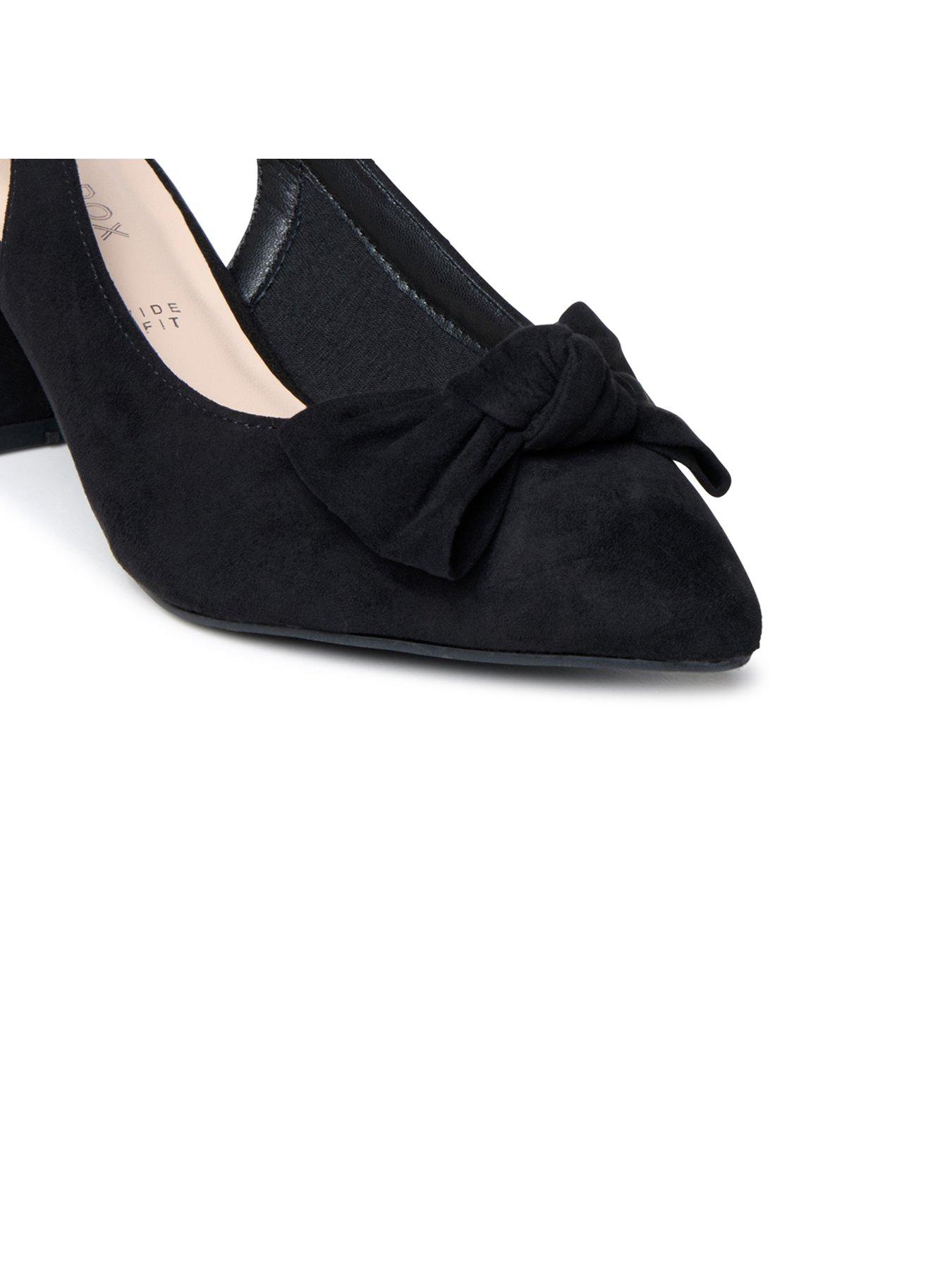 Image 7 of 7 of Paradox London Floriana Wide Fit Block Heel Slingback Shoes - Black