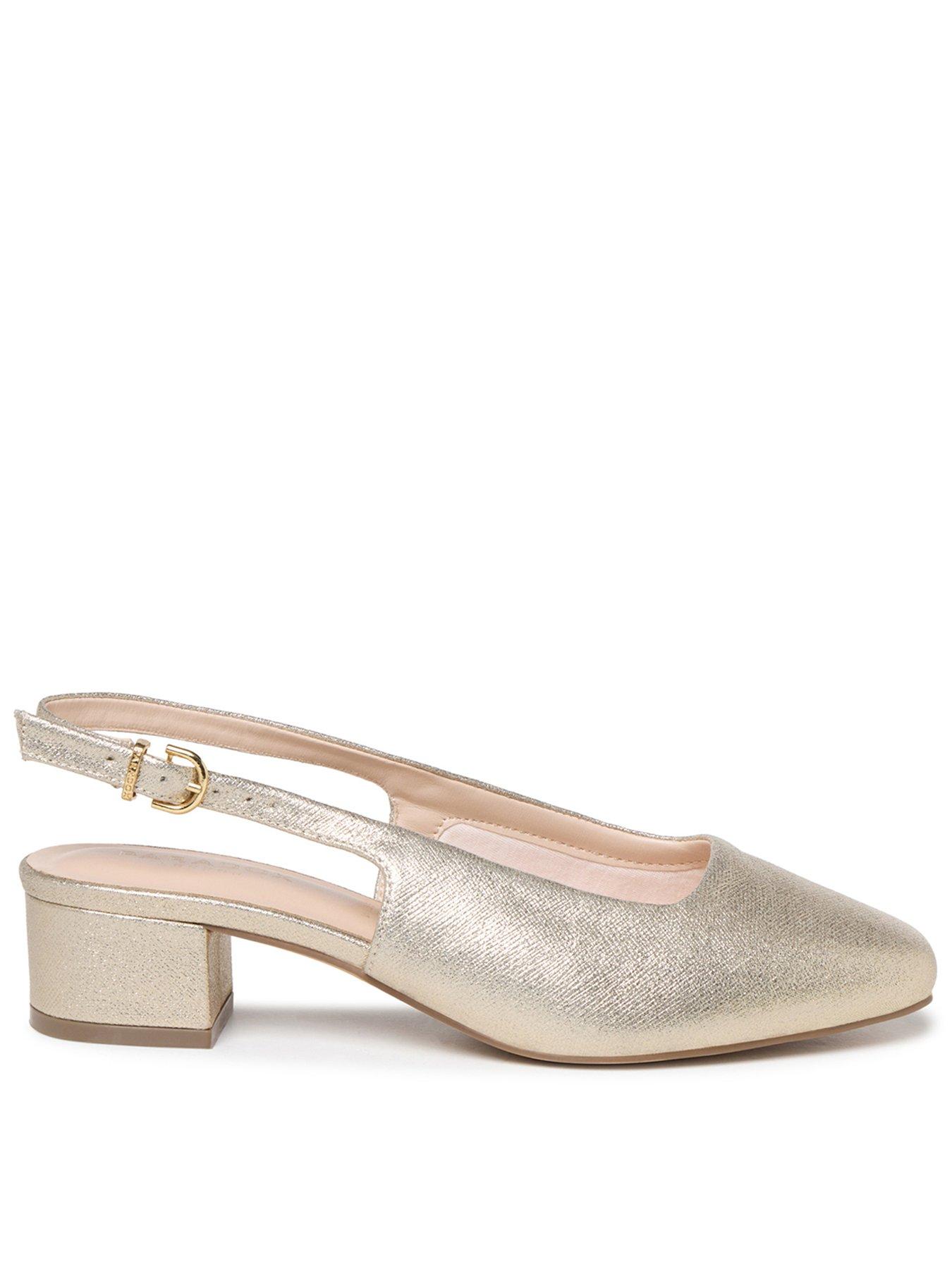 Image 1 of 7 of Paradox London Giulietta Wide Fit Block Heel Slingback Shoes - Champagne