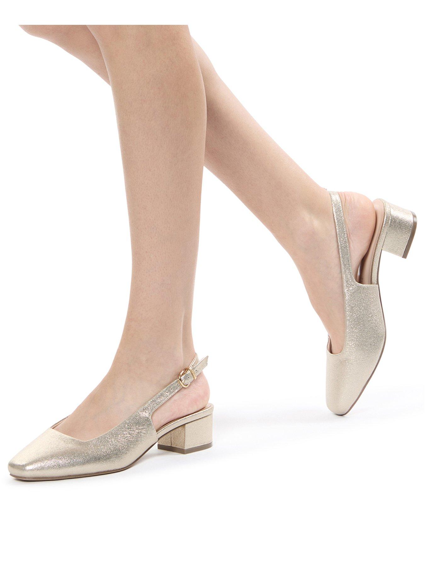 Image 2 of 7 of Paradox London Giulietta Wide Fit Block Heel Slingback Shoes - Champagne