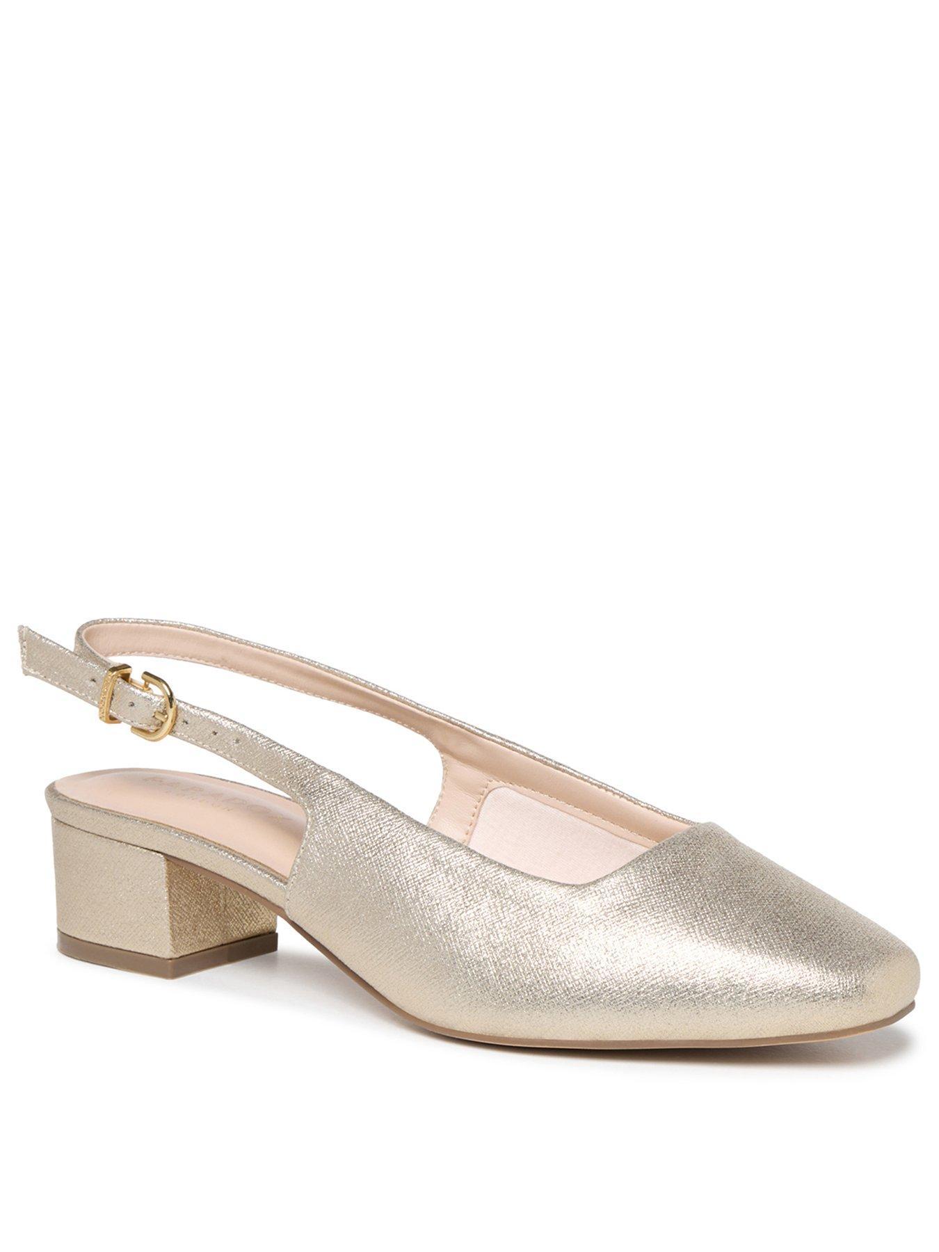 Image 3 of 7 of Paradox London Giulietta Wide Fit Block Heel Slingback Shoes - Champagne