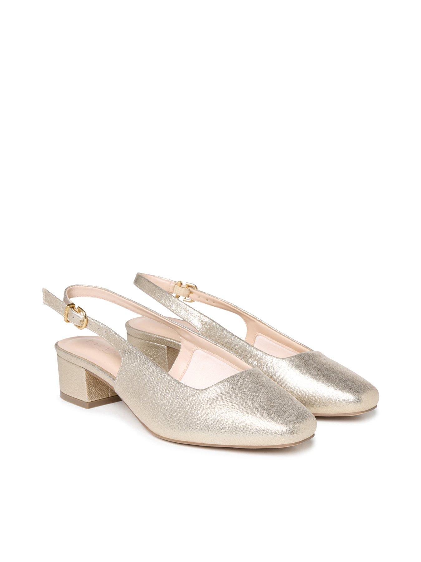 Image 6 of 7 of Paradox London Giulietta Wide Fit Block Heel Slingback Shoes - Champagne