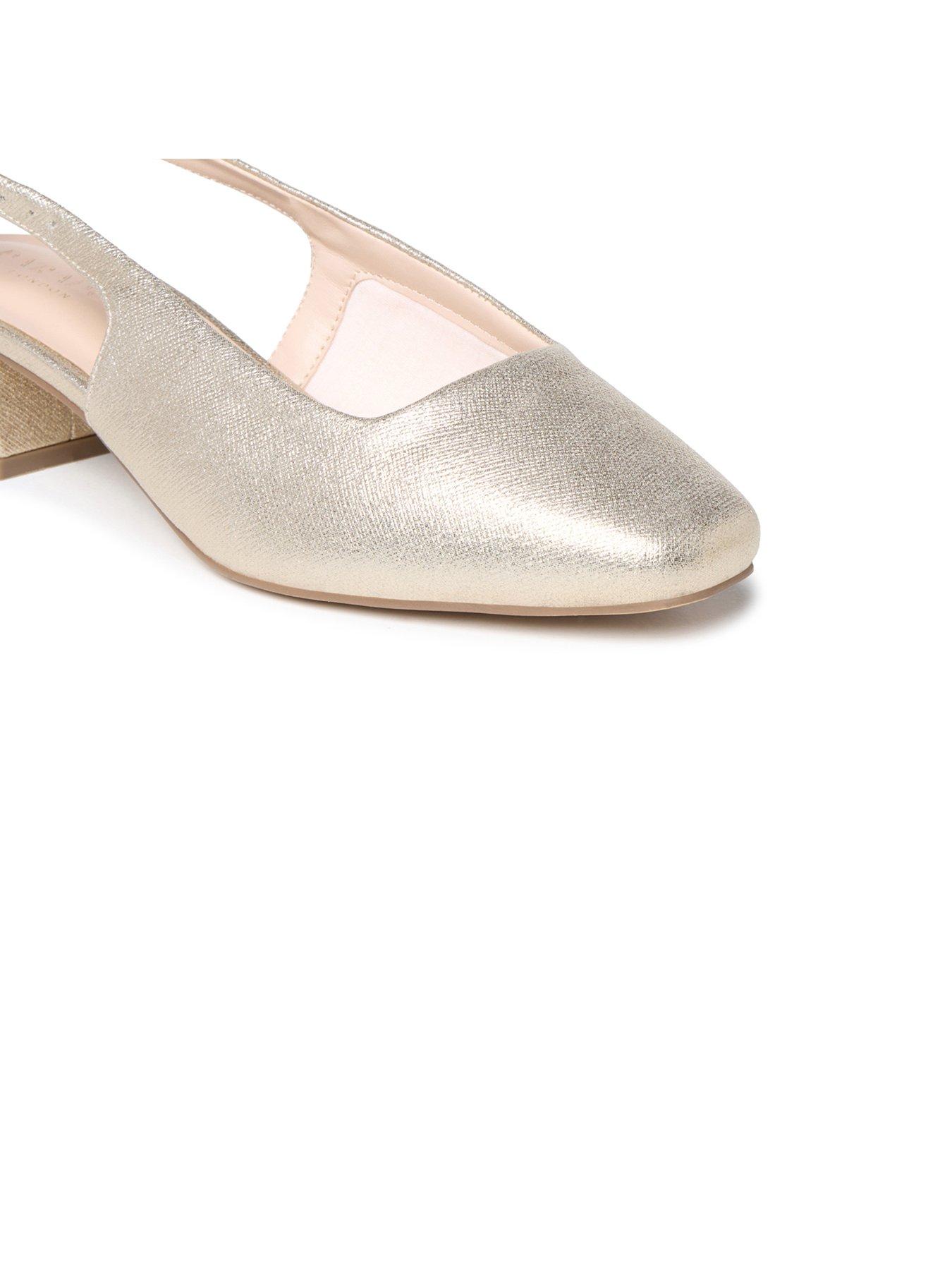 Image 7 of 7 of Paradox London Giulietta Wide Fit Block Heel Slingback Shoes - Champagne