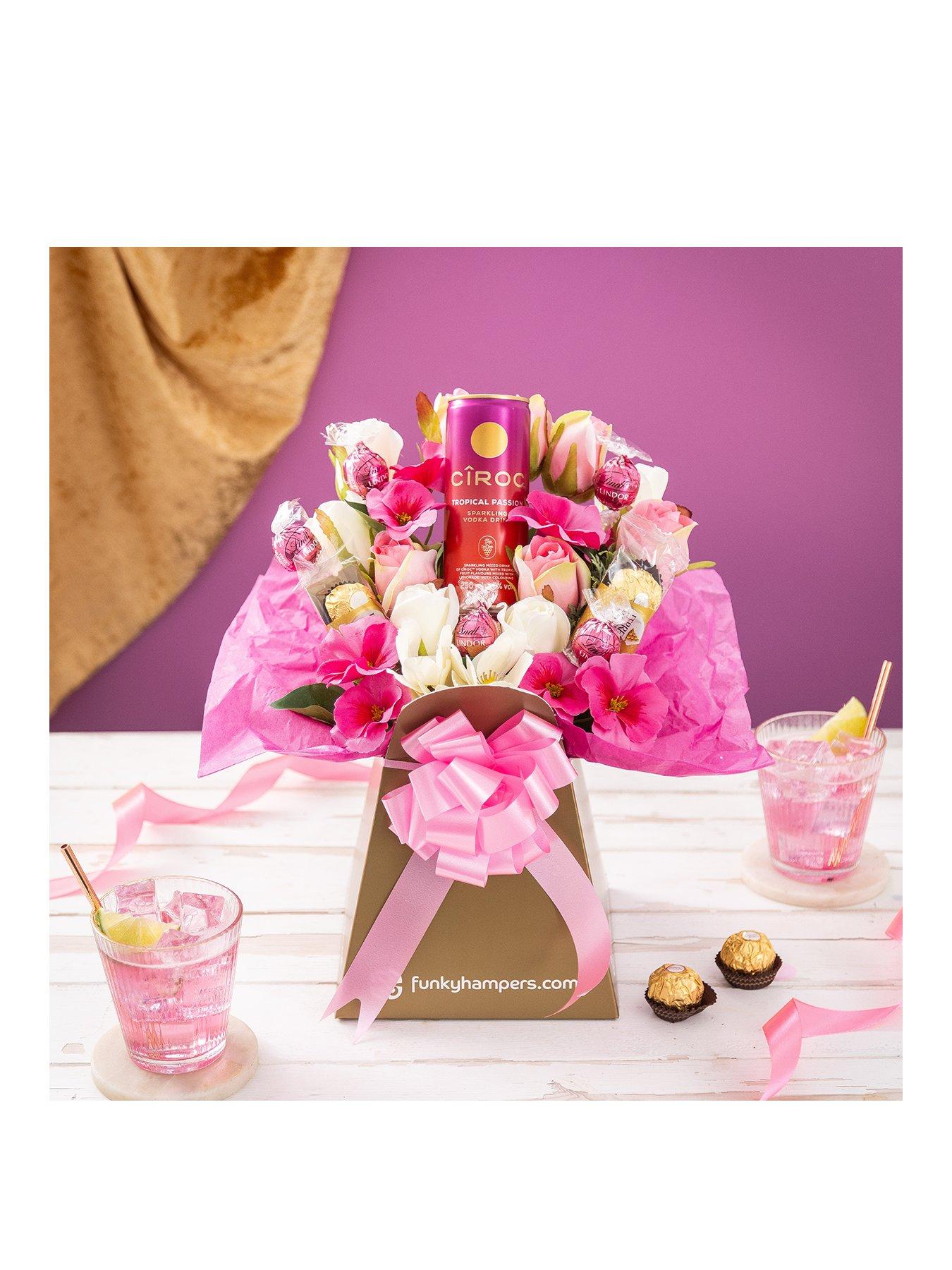 Image 1 of 2 of Funky Hampers Pink Vodka and Chocolate Bouquet