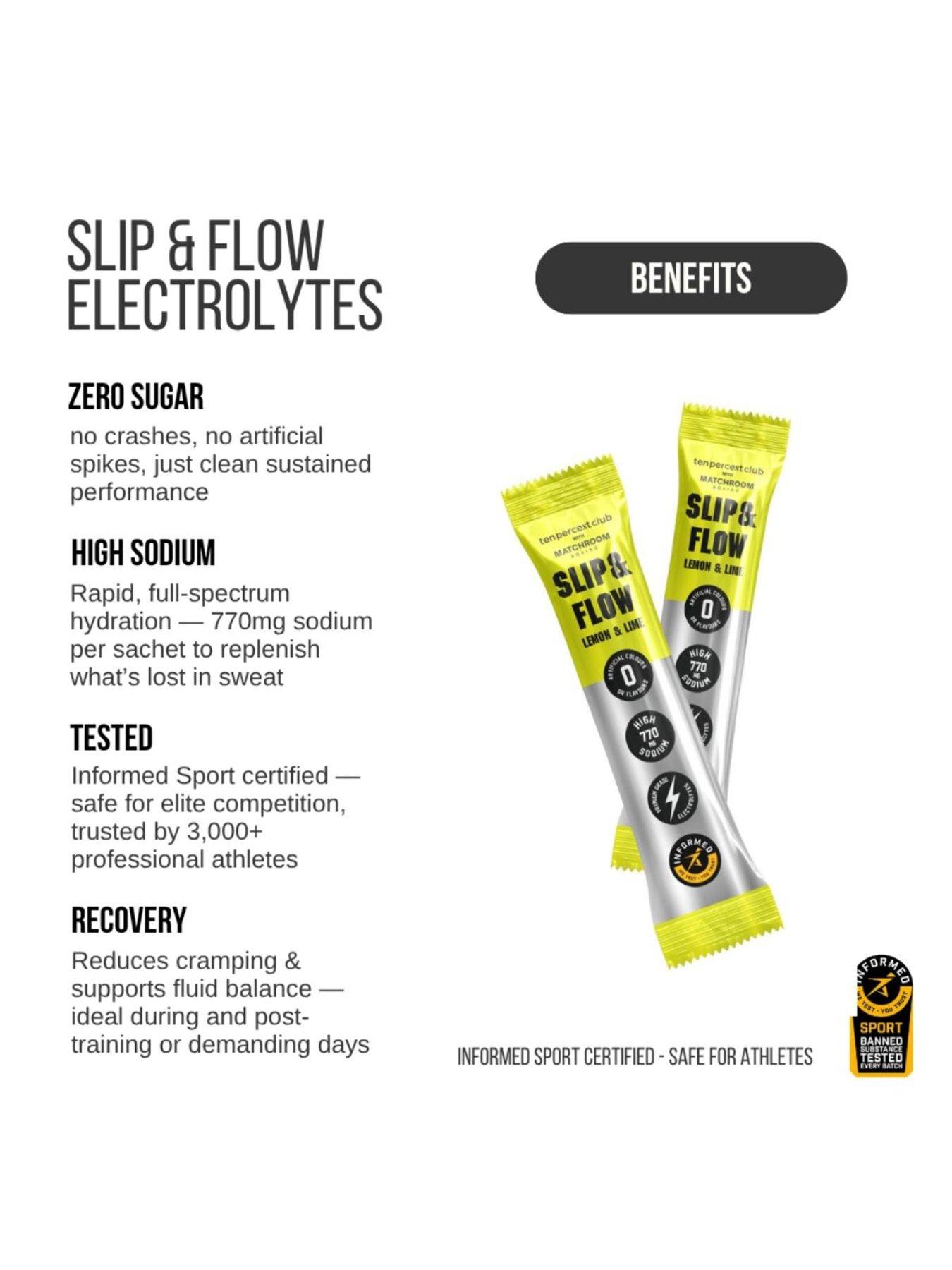Image 2 of 4 of Ten Percent Club Slip & Flow Electrolytes - Lemon & Lime - 28 sachets