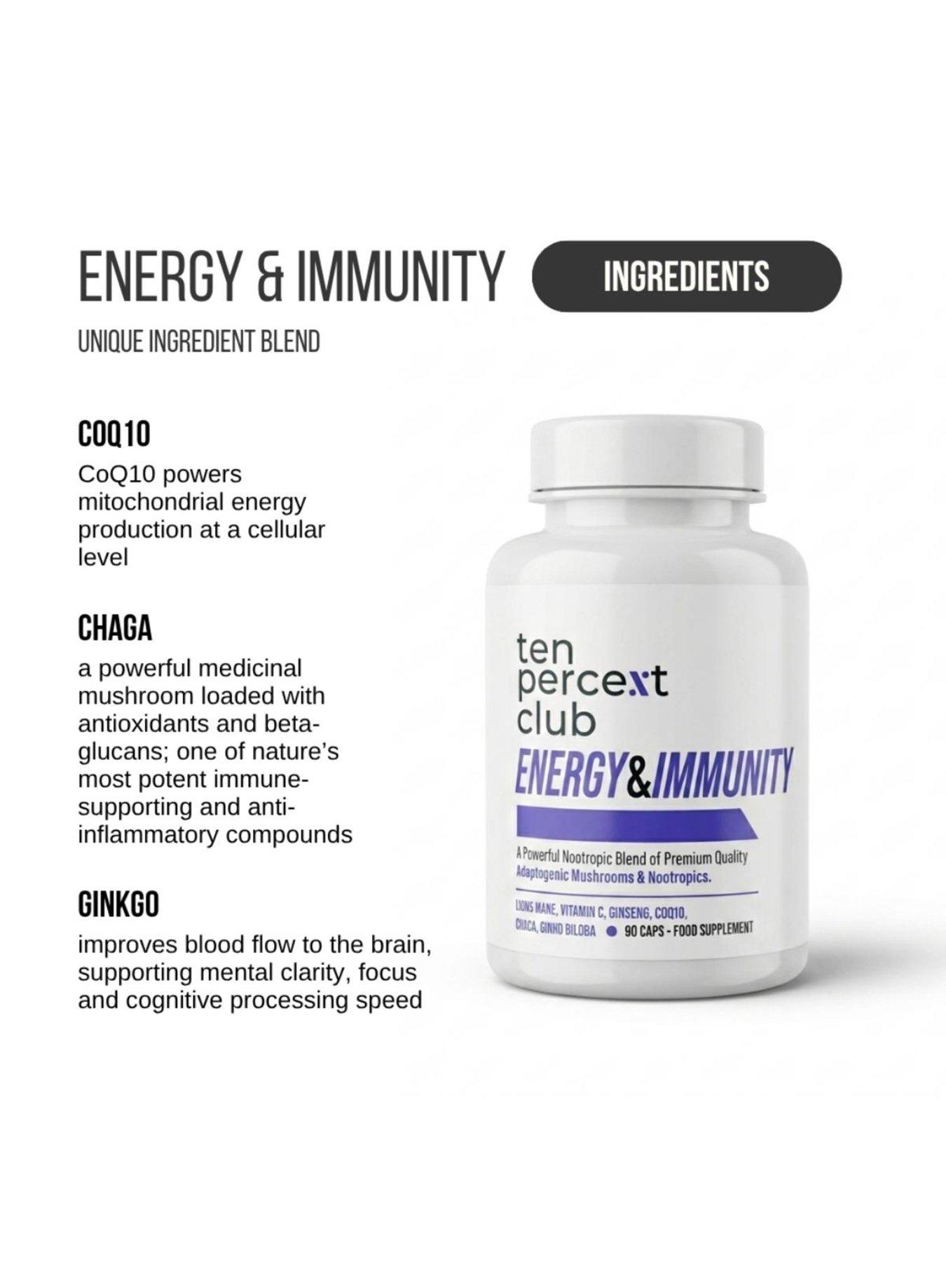 Image 2 of 5 of Ten Percent Club Energy And Immunity - Unflavoured - 90 capsules