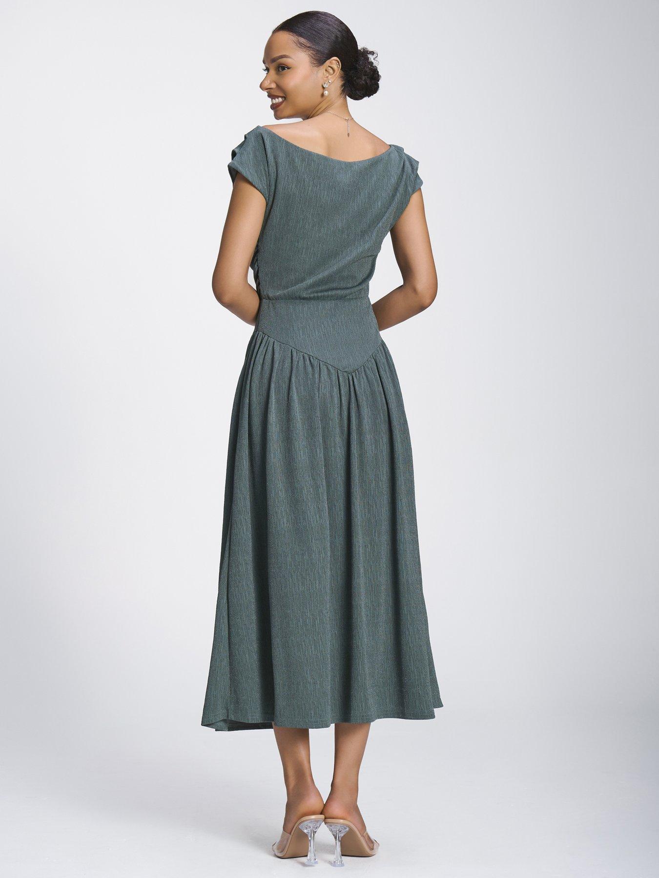 Image 2 of 6 of Jolie Moi Asymmetric Neckline Midaxi Dress