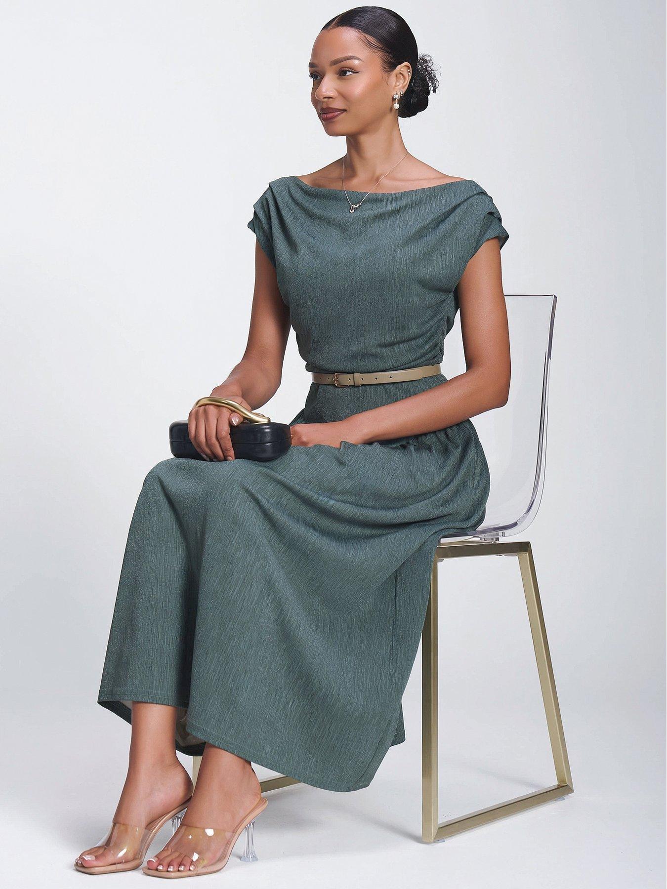 Image 3 of 6 of Jolie Moi Asymmetric Neckline Midaxi Dress