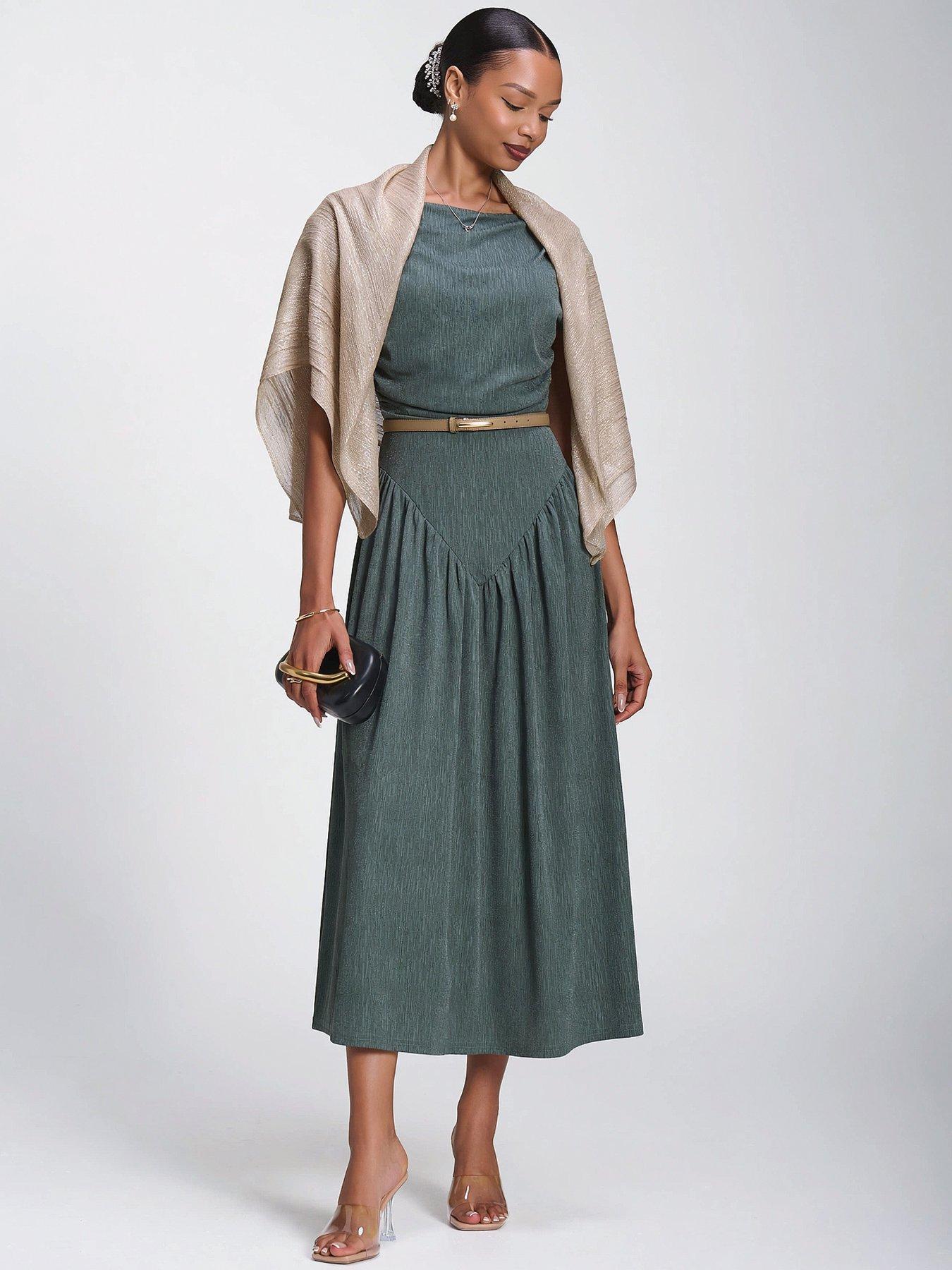 Image 6 of 6 of Jolie Moi Asymmetric Neckline Midaxi Dress