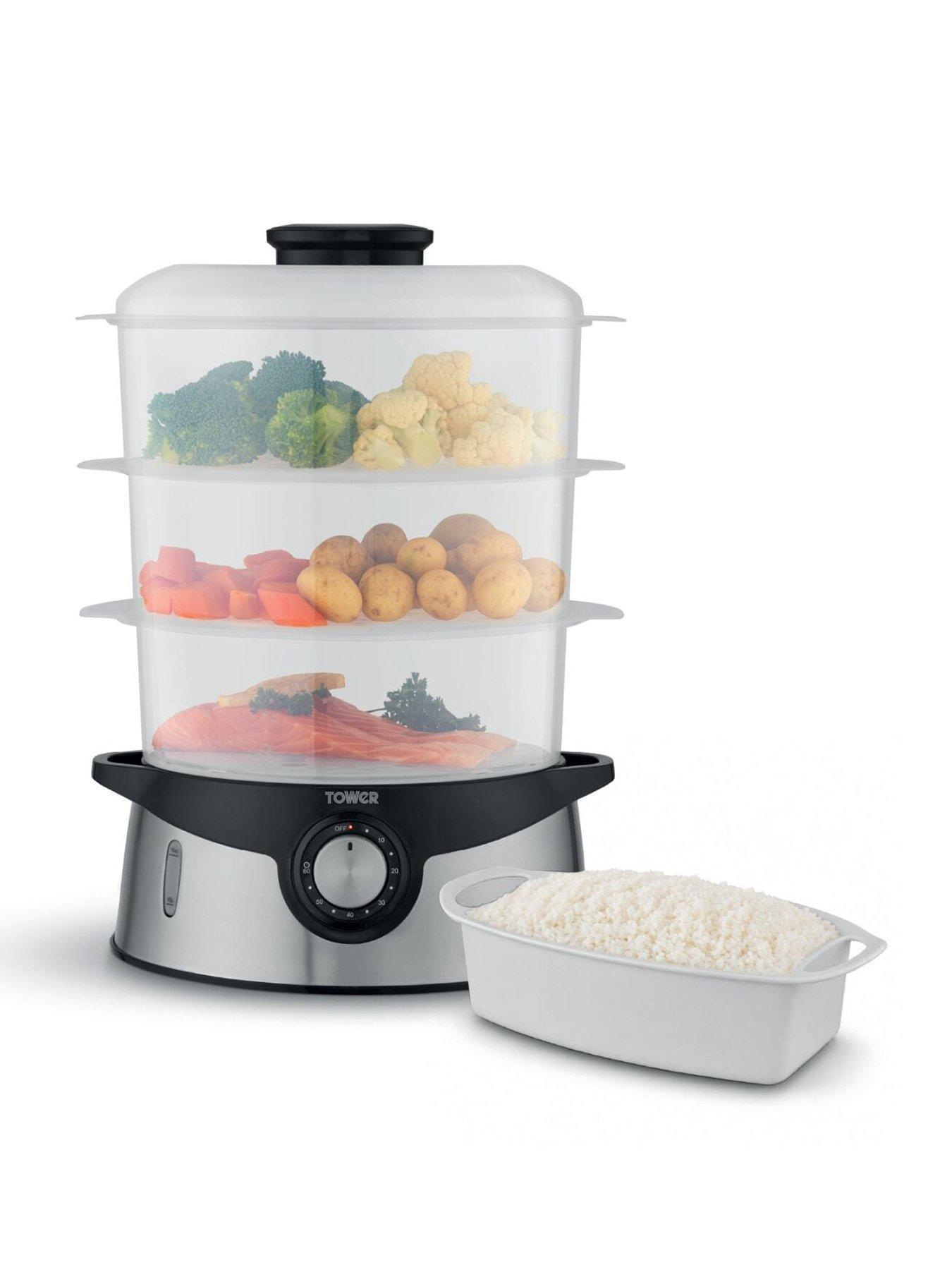 Tower 9L Three Tier Food Steamer in Silver - Image 3