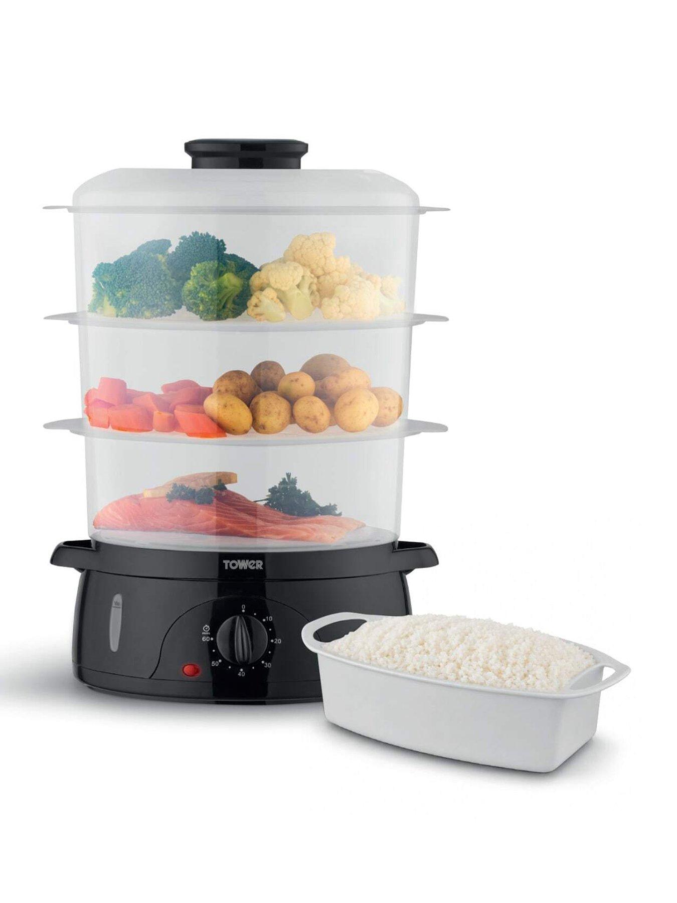 Tower Unisex Black 9L Three Tier Food Steamer In - Image 3