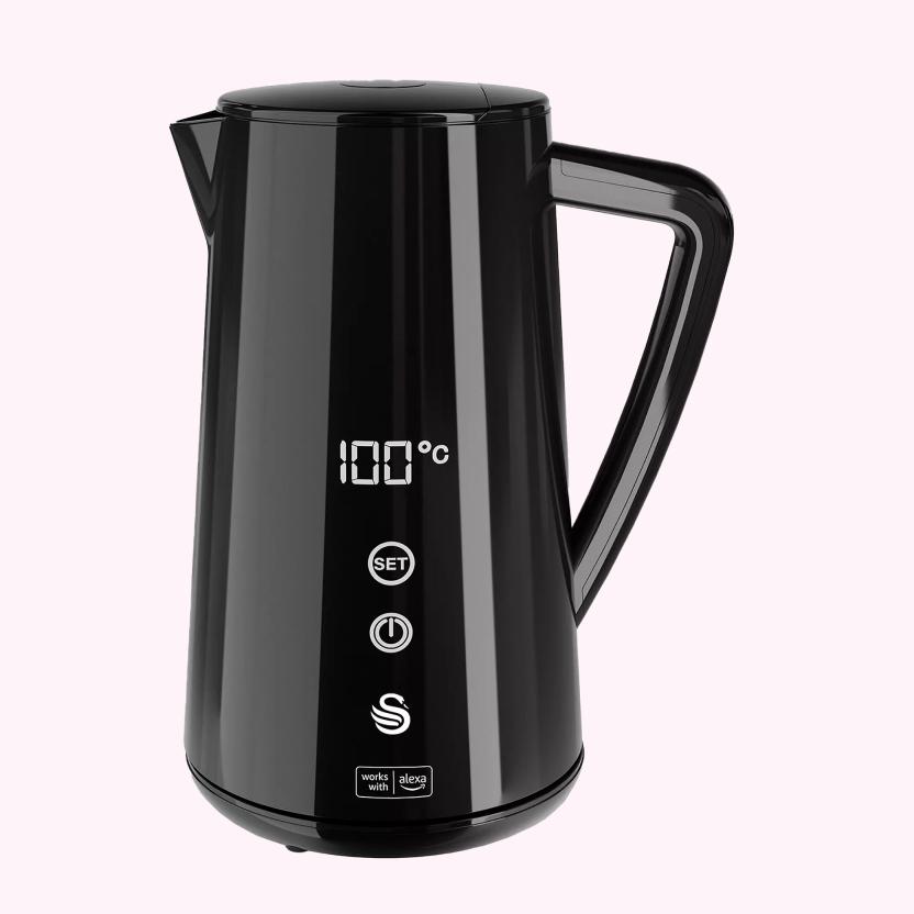 Close-up of the Swan Alexa 1.5-Litre Smart Kettle in black