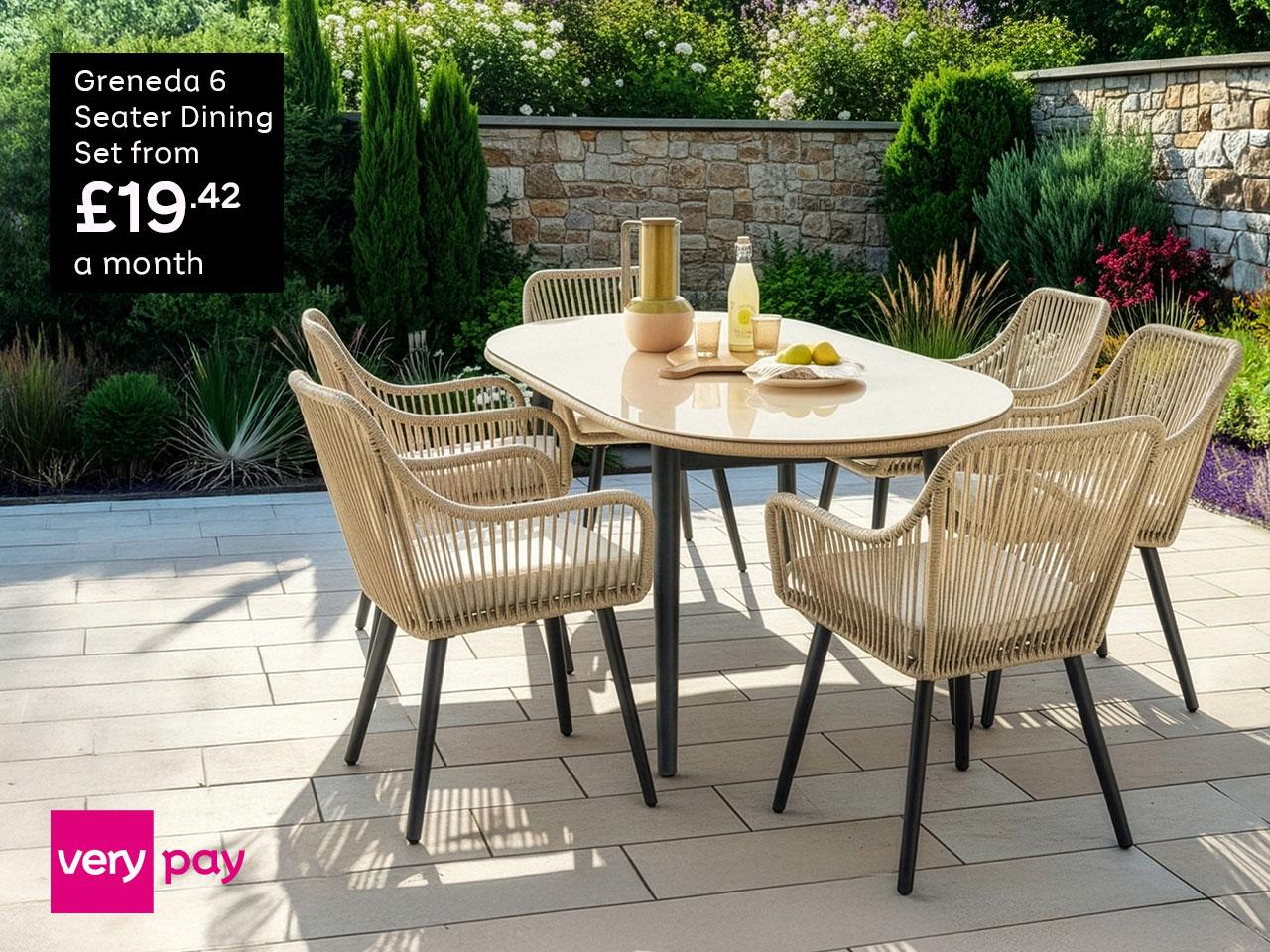 Greneda 6 seater dining set from £19.42 a month