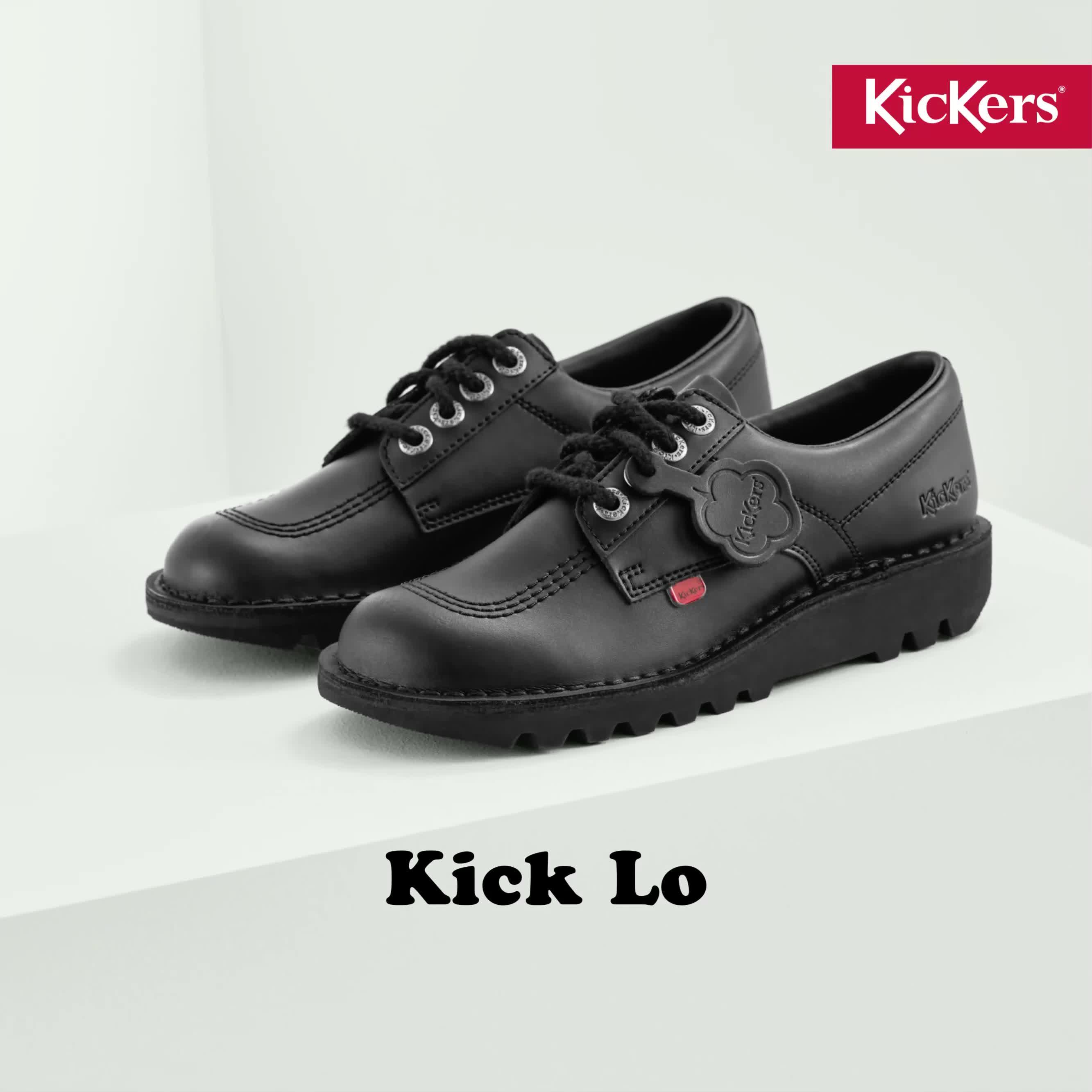 Kickers Leather Lace-up Kick Lo Core School Shoes - Black