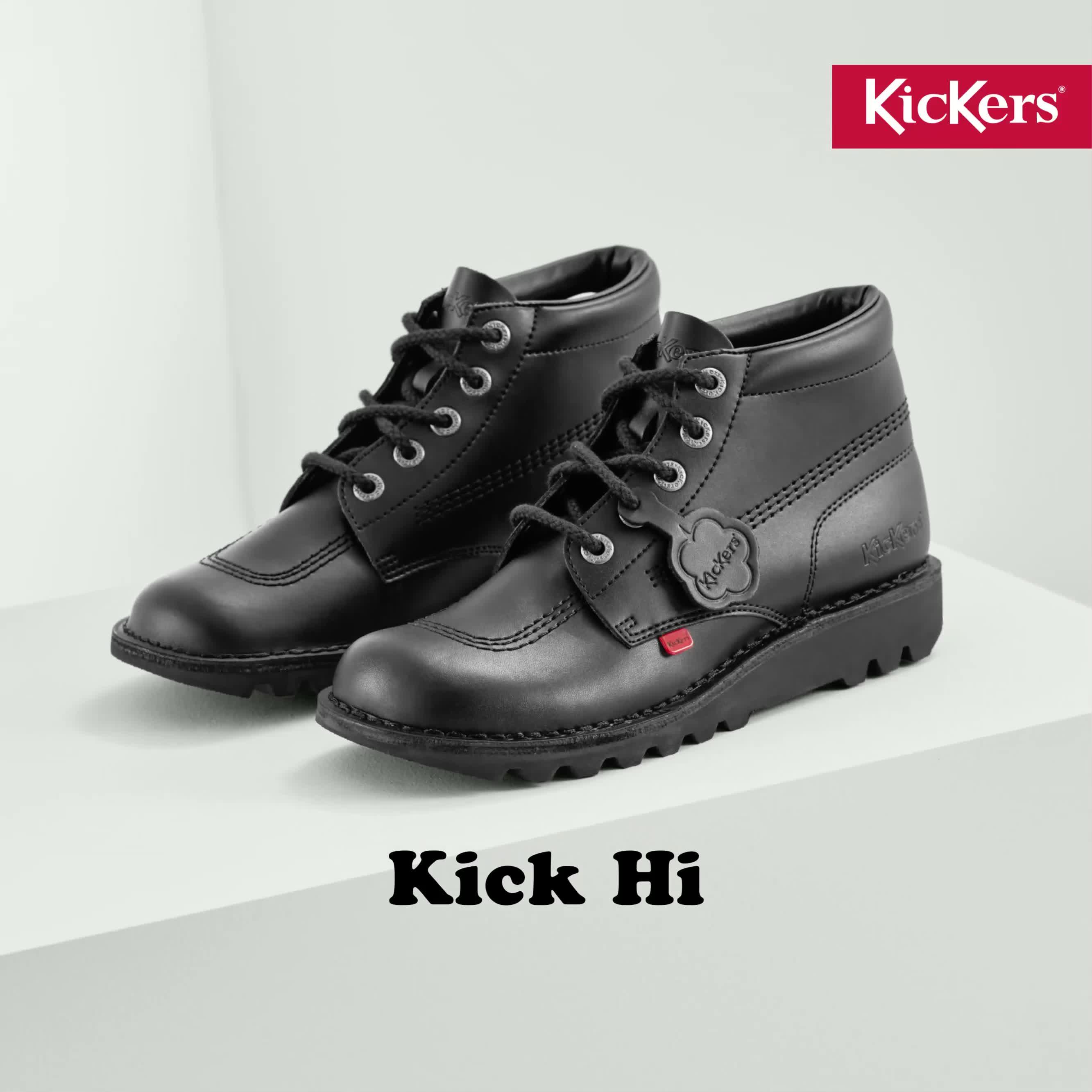 Kickers Kick Hi Y Black Leather 6 US Junior : : Clothing