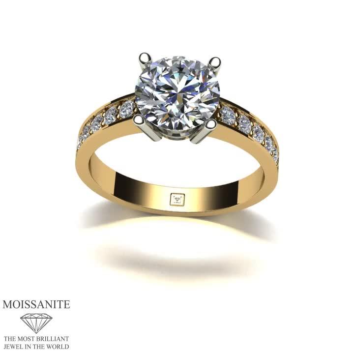 Image thumbnail 6 of 6 of Moissanite Lady Lynsey 9ct Gold 2.25ct total Round Brilliant Moissanite Solitaire Ring With Stone Set Shoulders