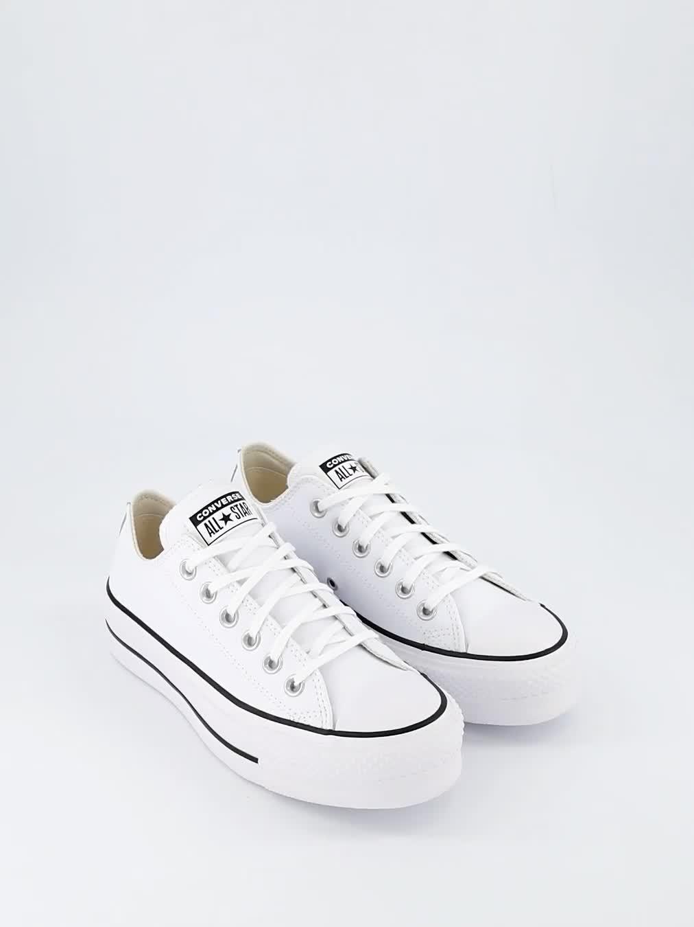 Image thumbnail 7 of 7 of Converse Womens Leather Lift Ox Trainers - White/Black