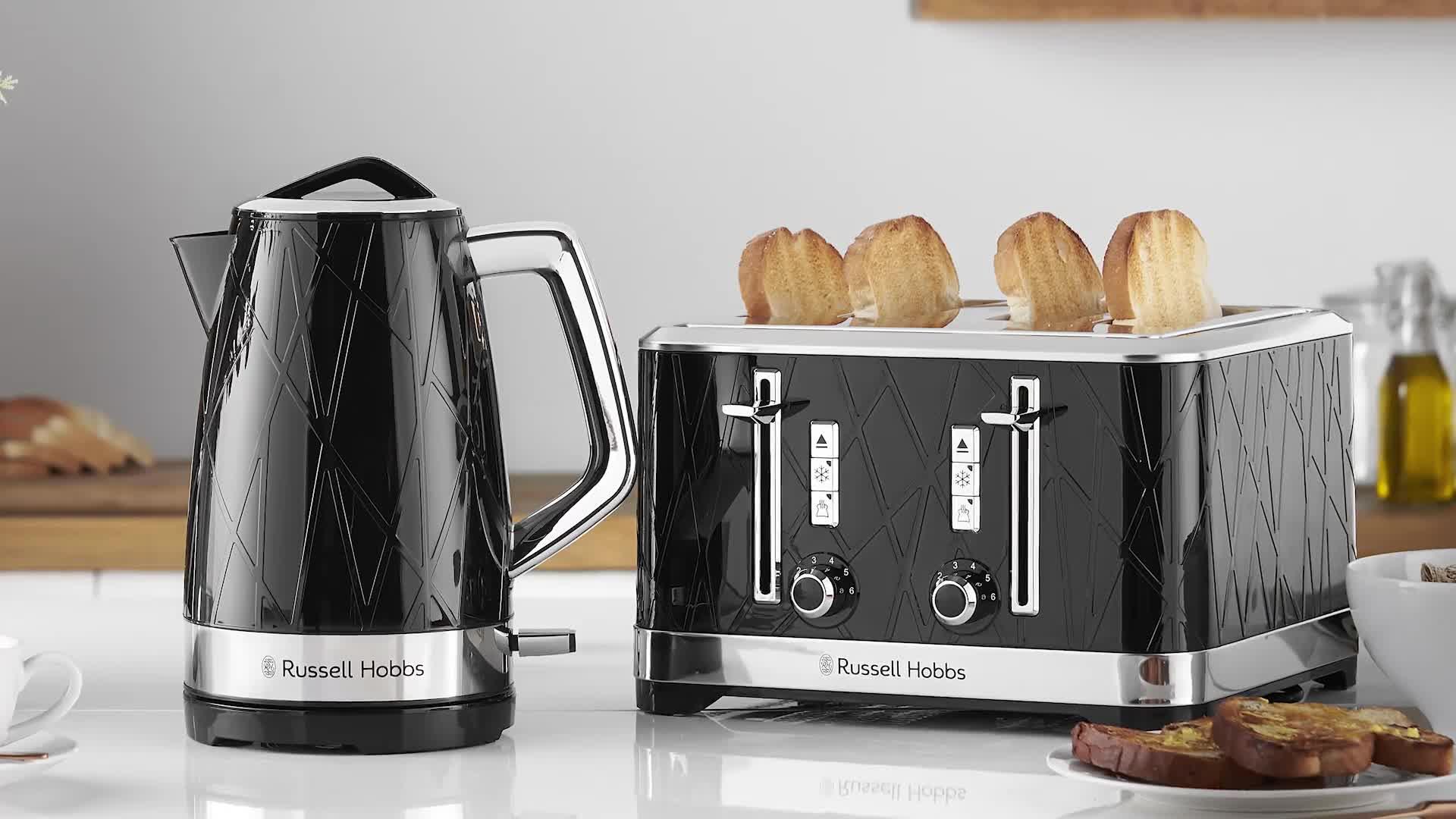 Microwave Kettle Toaster Set 4 Slot Black Russell Hobbs Cheap