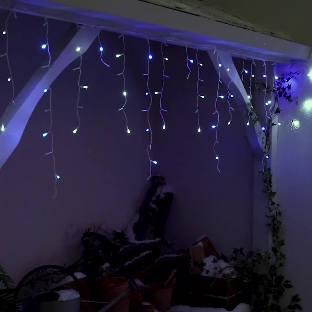 Image thumbnail 5 of 5 of Festive Set of 960 Snowing Icicle Outdoor Christmas Lights