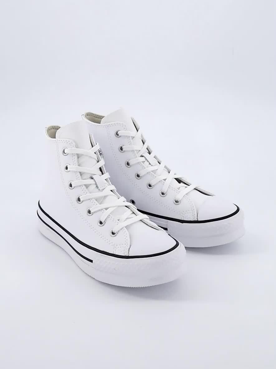 Converse Junior Girls Leather EVA Lift Hi Top Trainers - White | Very