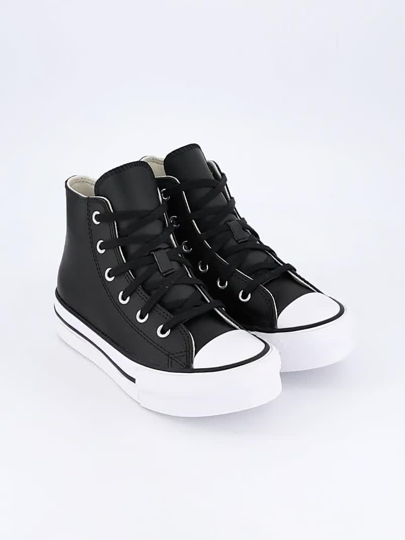 Image thumbnail 7 of 7 of Converse Kids Girls Leather Eva Lift Hi Top Trainers - White/Black