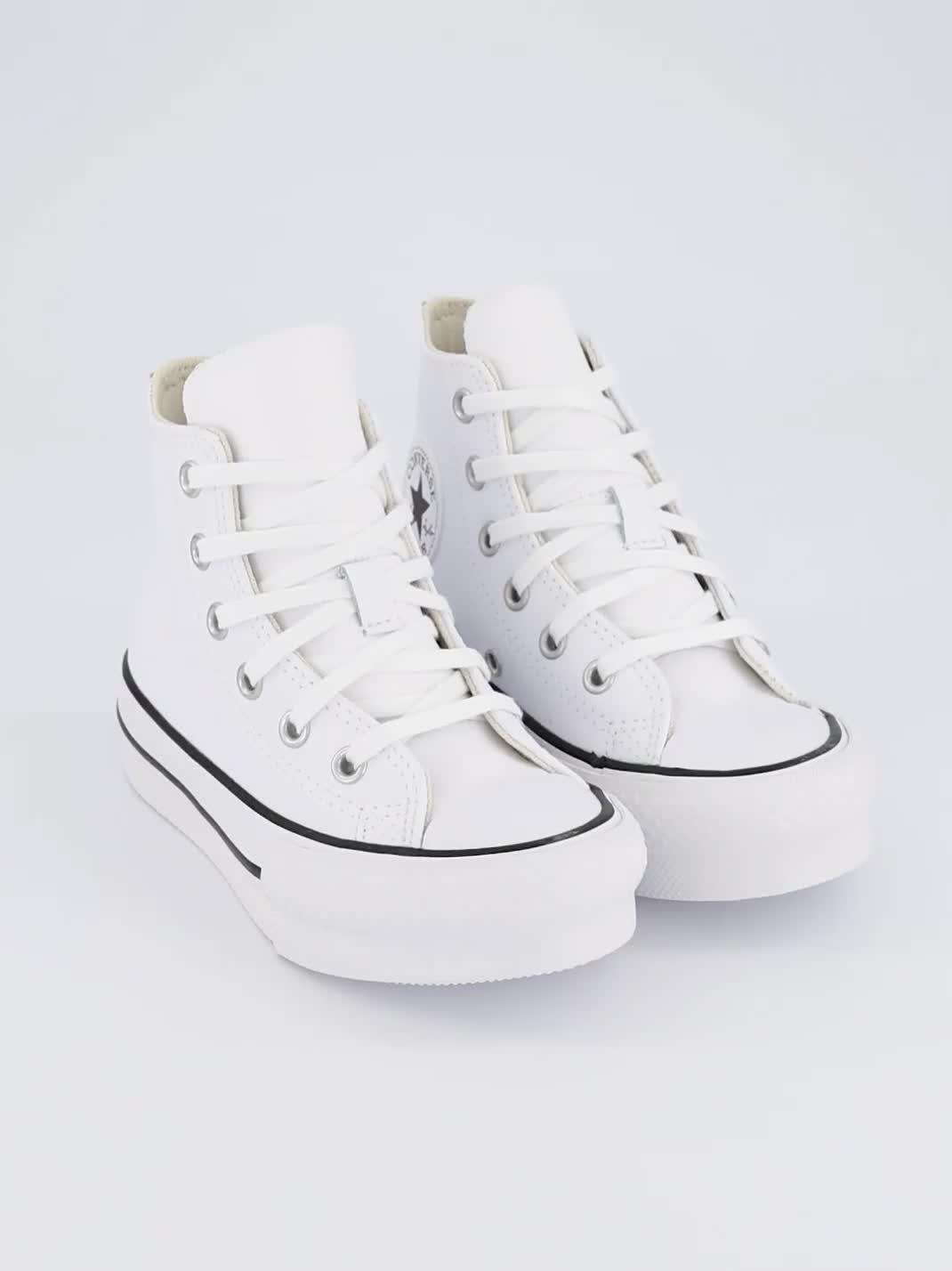 Image thumbnail 7 of 7 of Converse Kids Girls Leather Eva Lift Hi Top Trainers - White