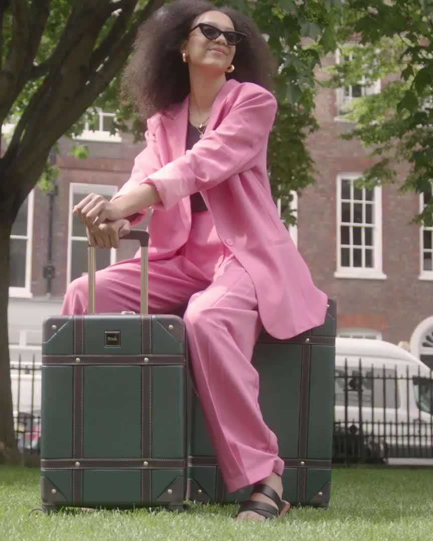 Image thumbnail 7 of 7 of Rock Luggage Vintage 8 Wheel Retro Style Hardshell Cabin Suitcase - Emerald Green