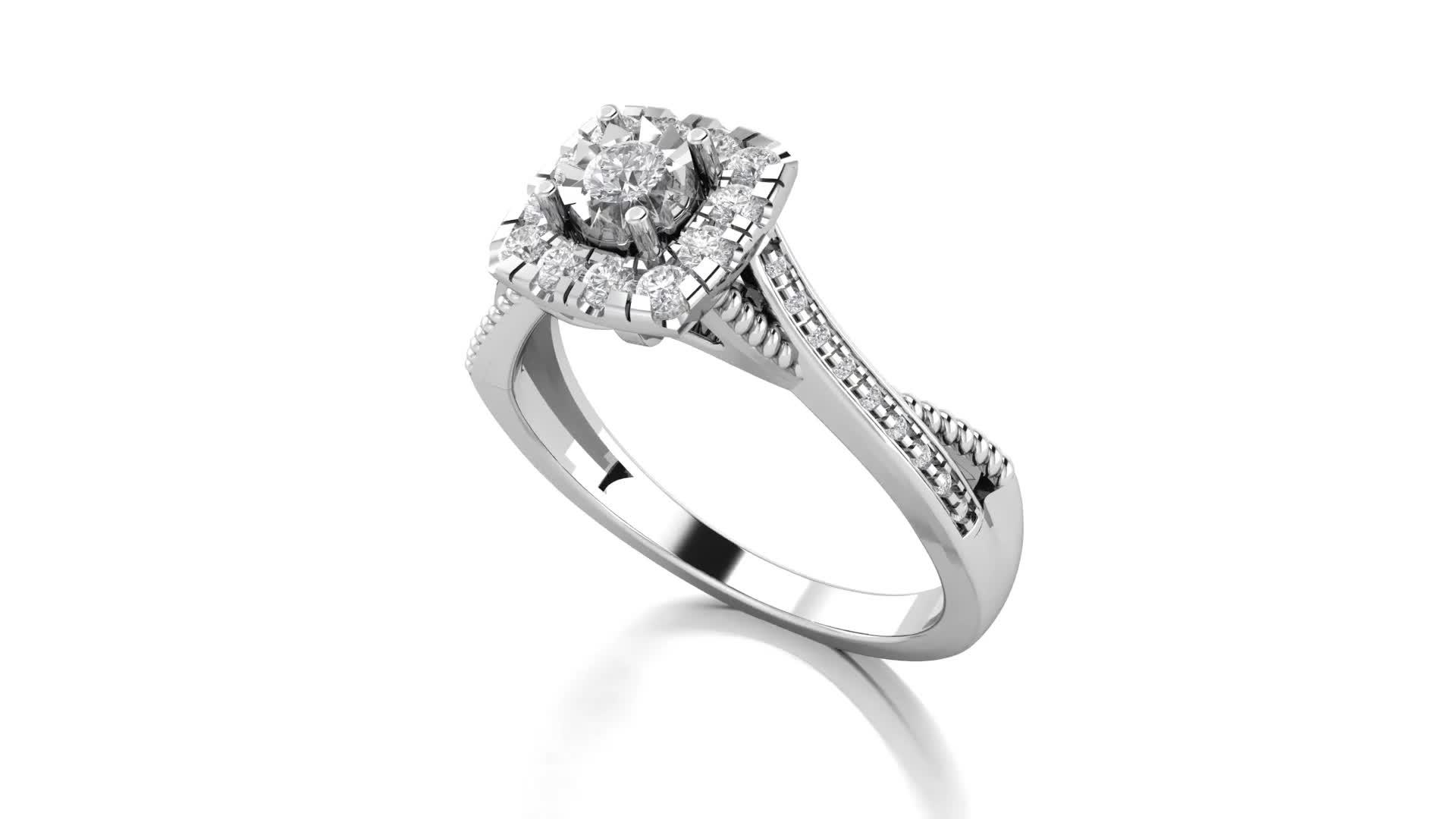 Image thumbnail 6 of 6 of Love DIAMOND 9ct White Gold 0.33ct Diamond Twist Band Square Engagement Ring