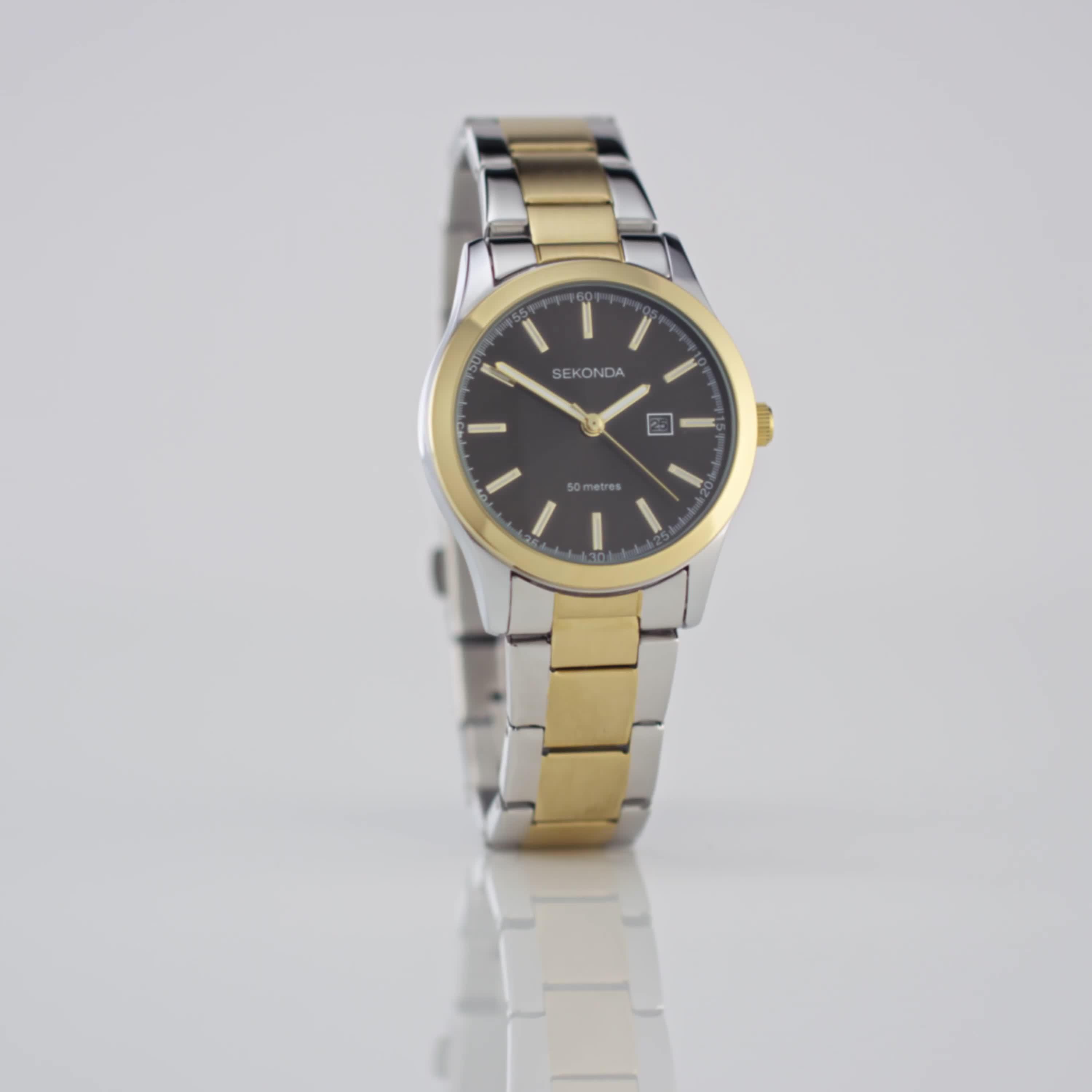 Image thumbnail 7 of 7 of Sekonda Ladies Taylor Two Tone Stainless Steel Bracelet with Black Dial Watch